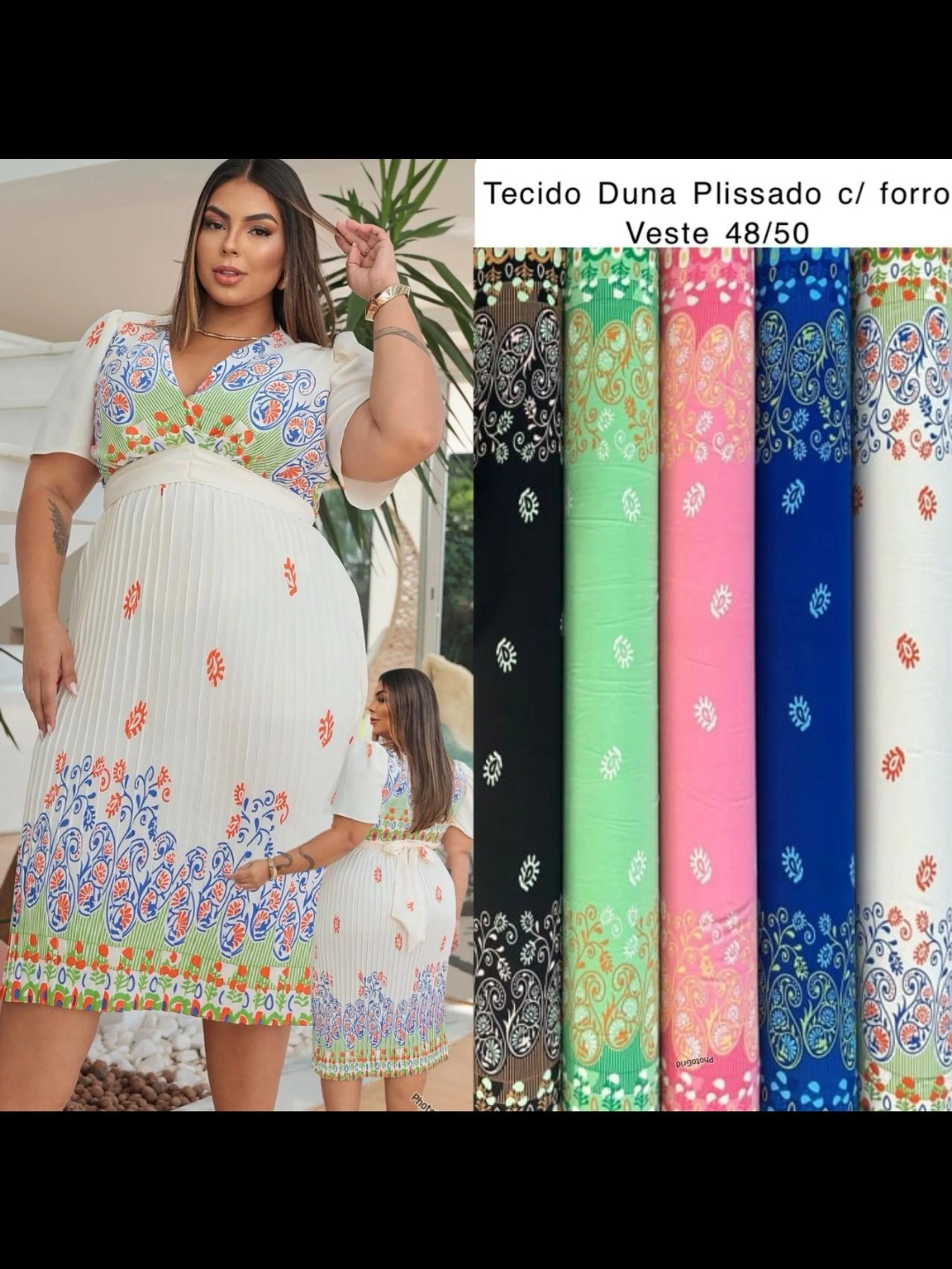 Vestido Plissado Plus