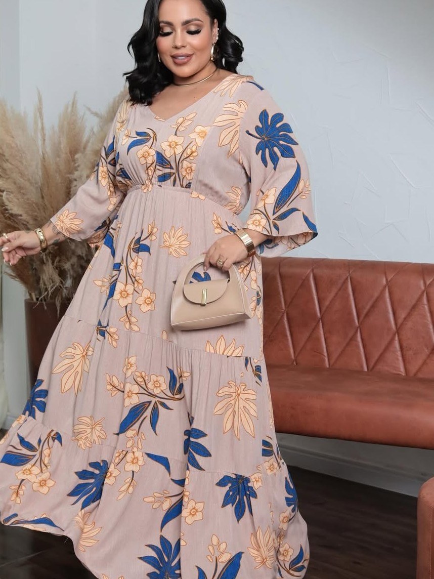 Vestido Manga Longa Plus