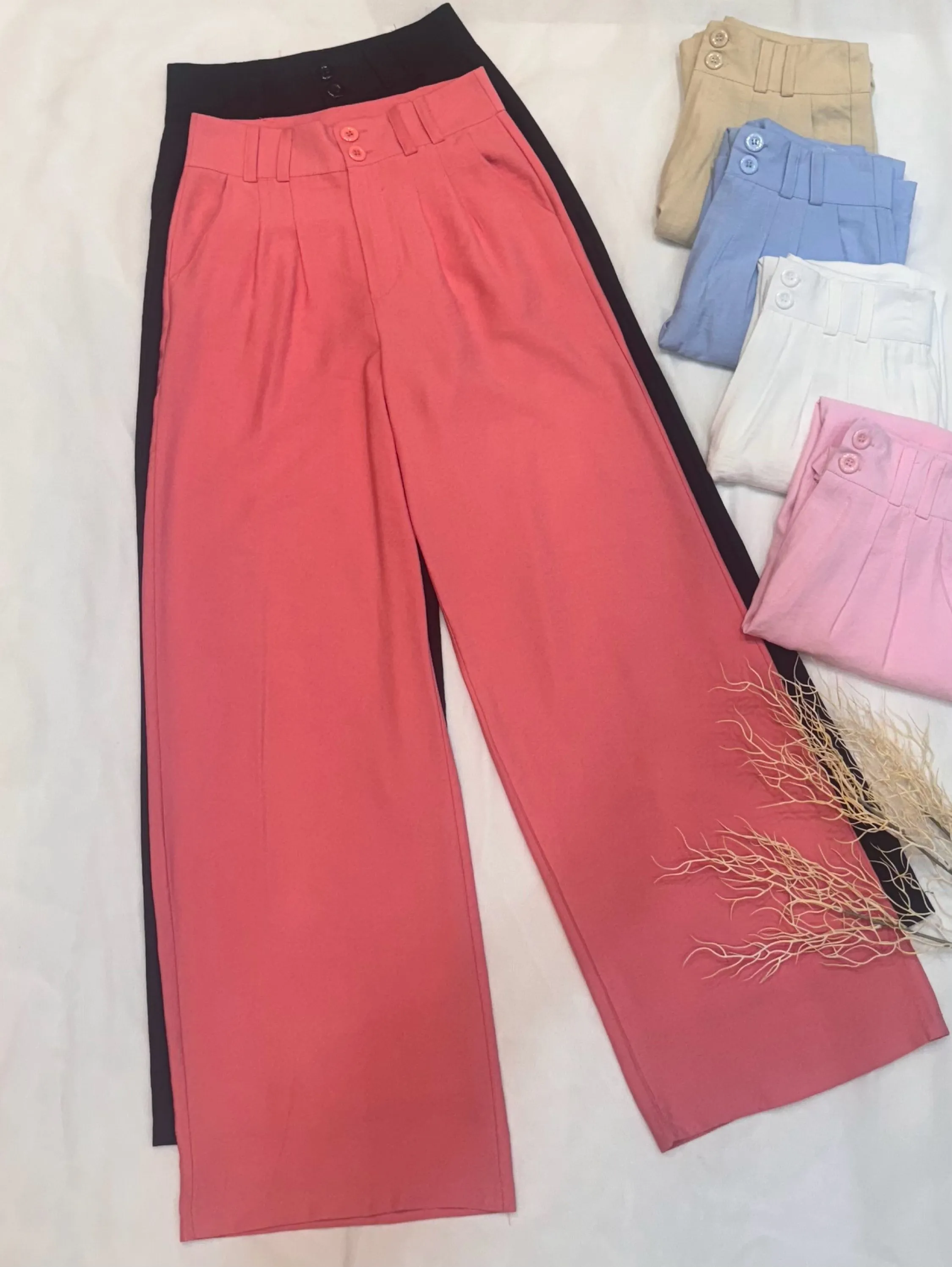 Calça pantalona tecido marrante, cod 977