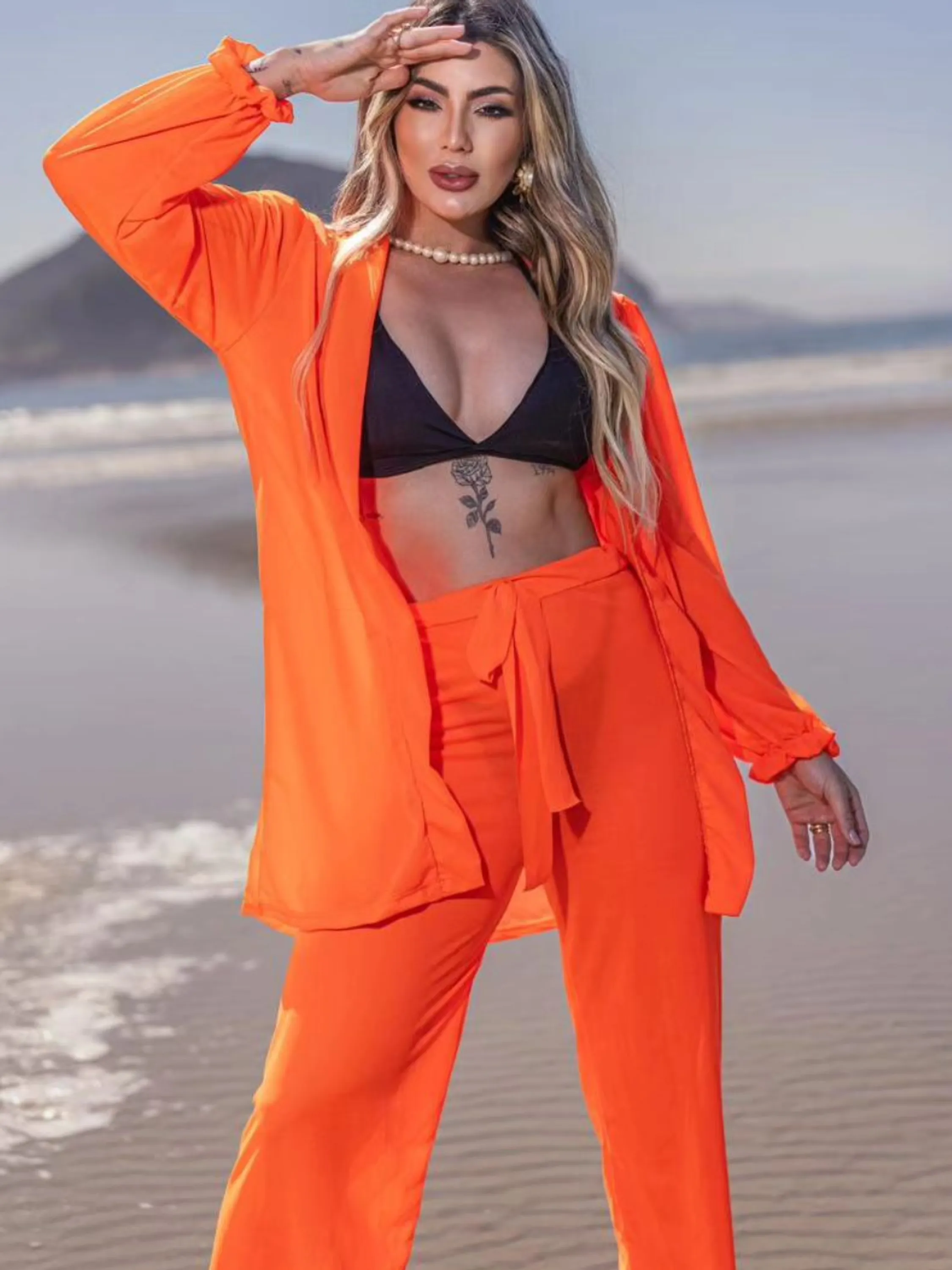 Conjunto lindooo saída de praia cores variadas conforme a disponibilidade da