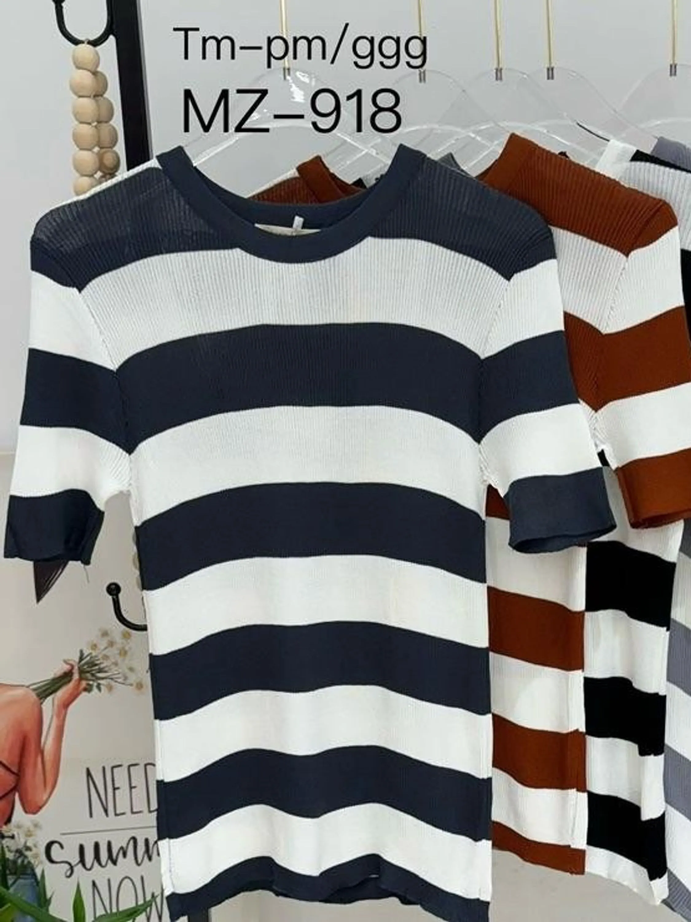 Blusa listrada malha fria modal MZ918