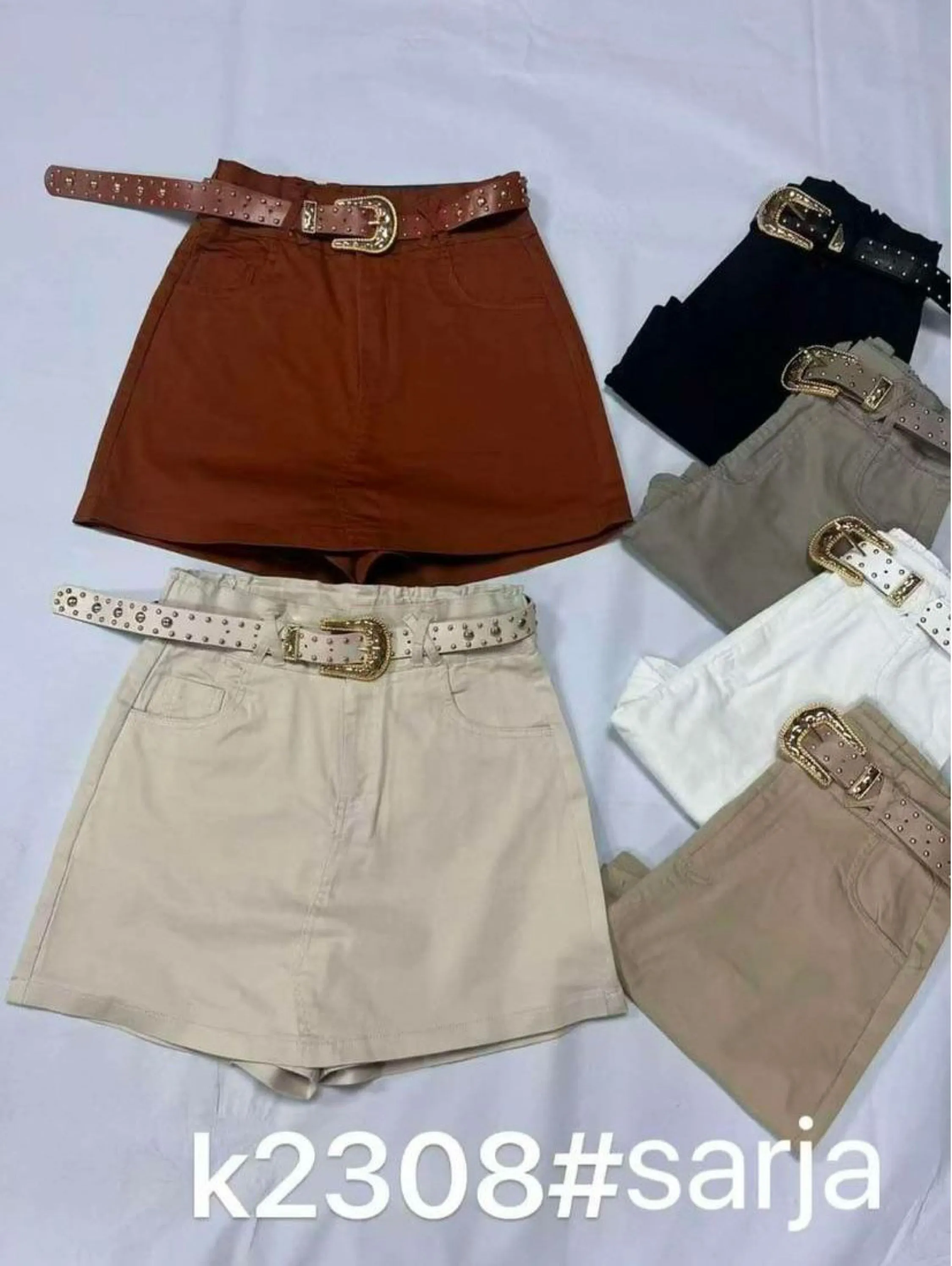 Short saia sarja algodão com elastano K2308