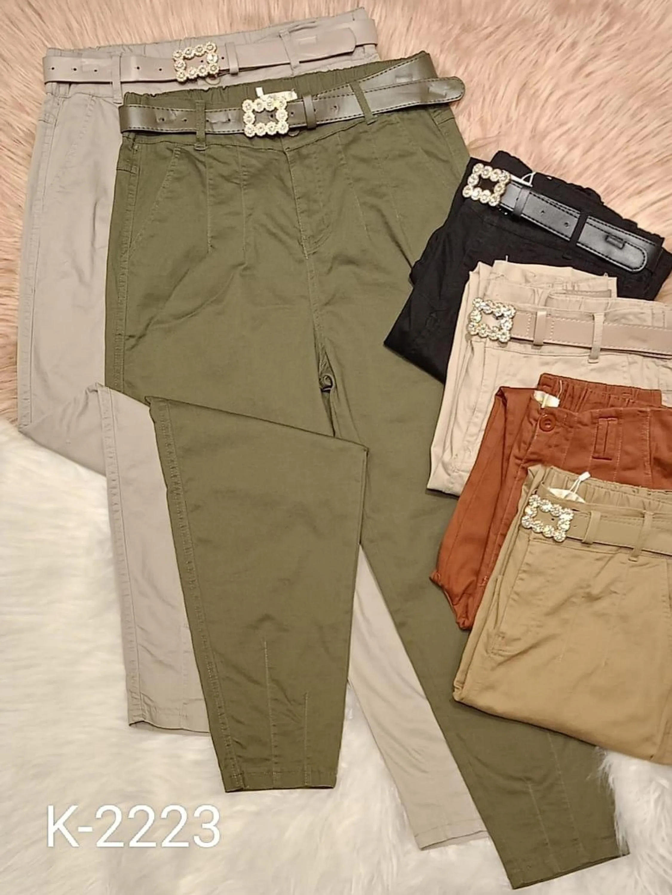 Calça sarja com elástico na cintura K2223