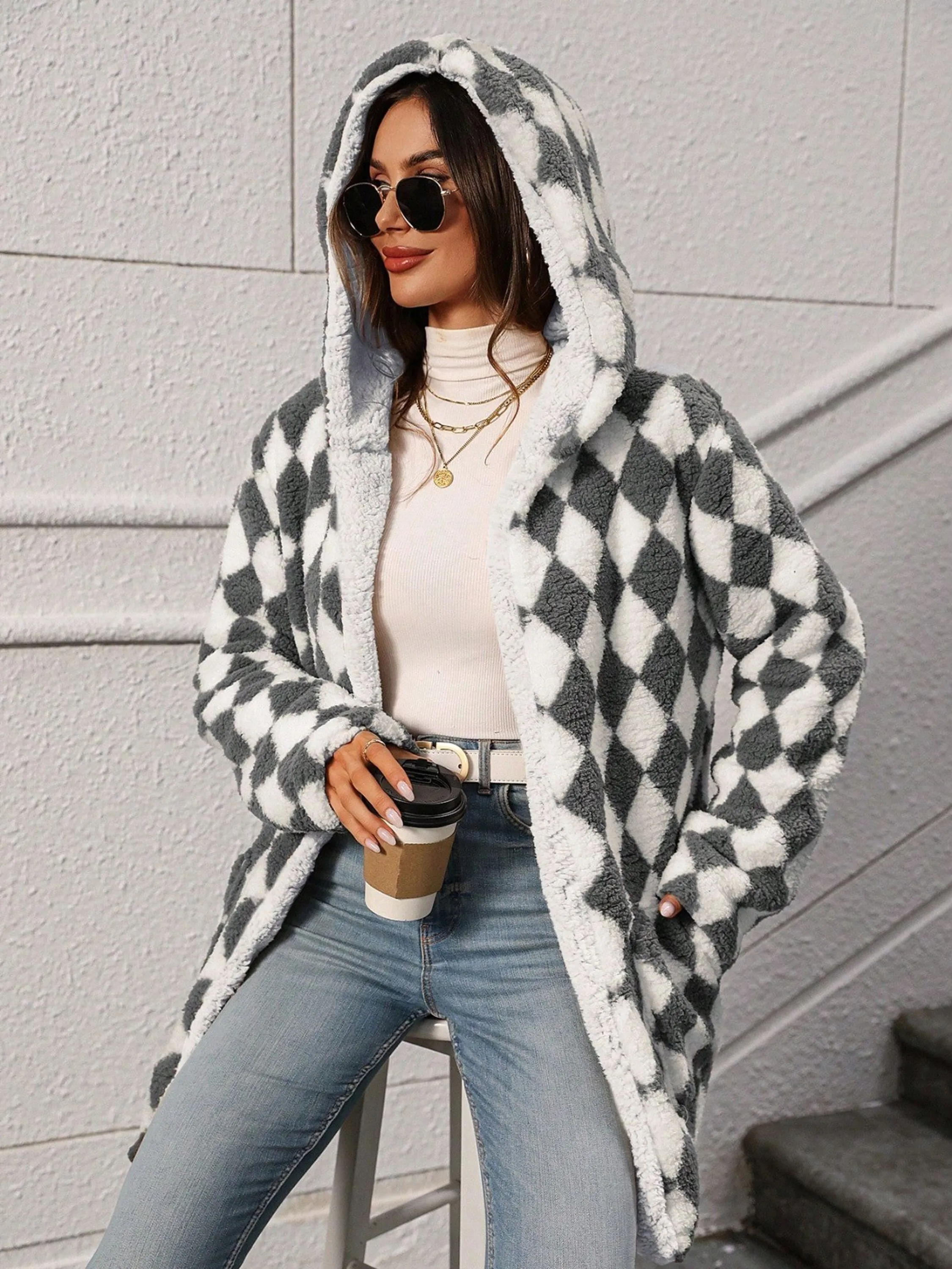 Casaco estampado pelúcia reversível A400