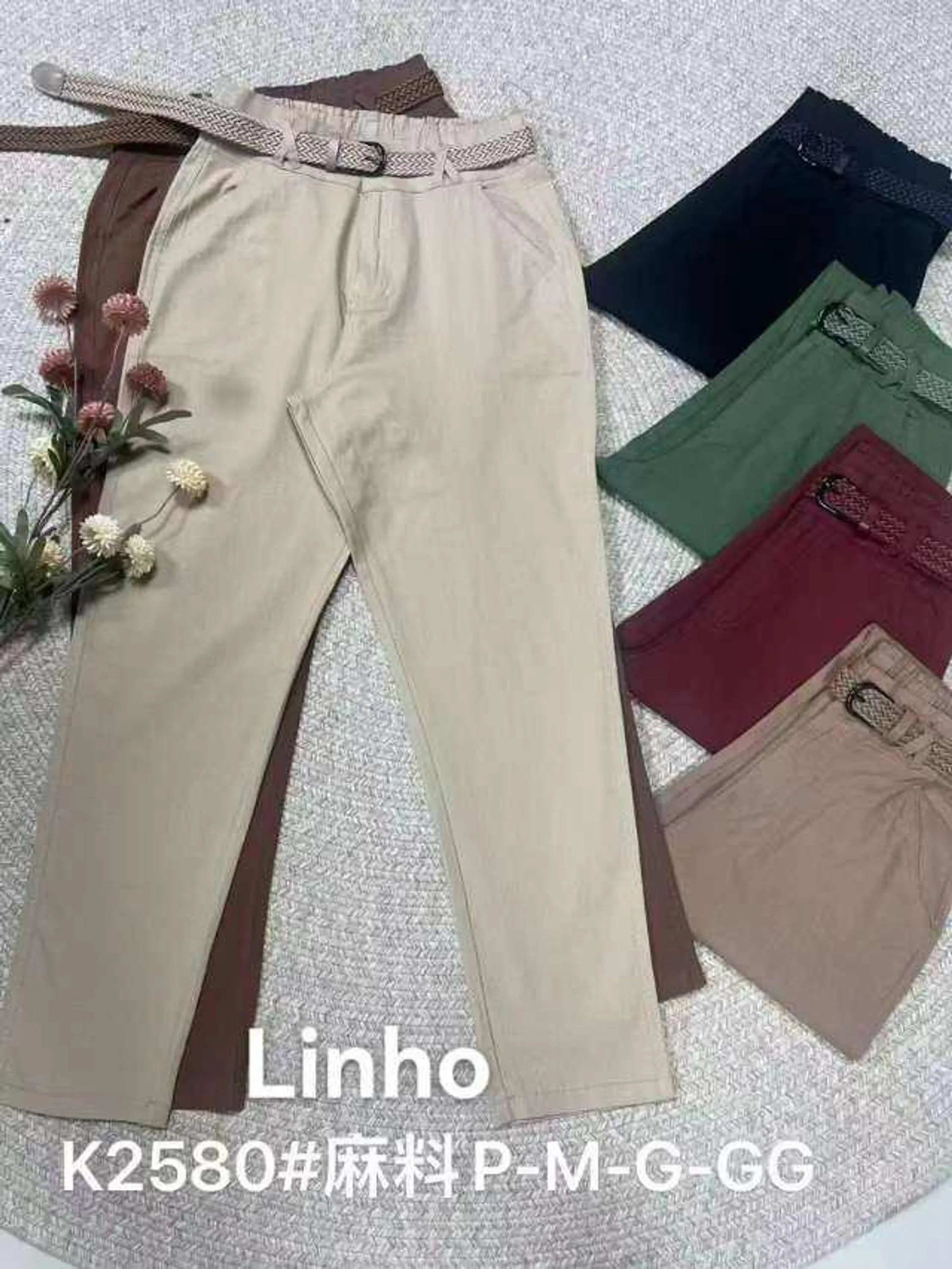 Caça sarja linho com elastano K2580