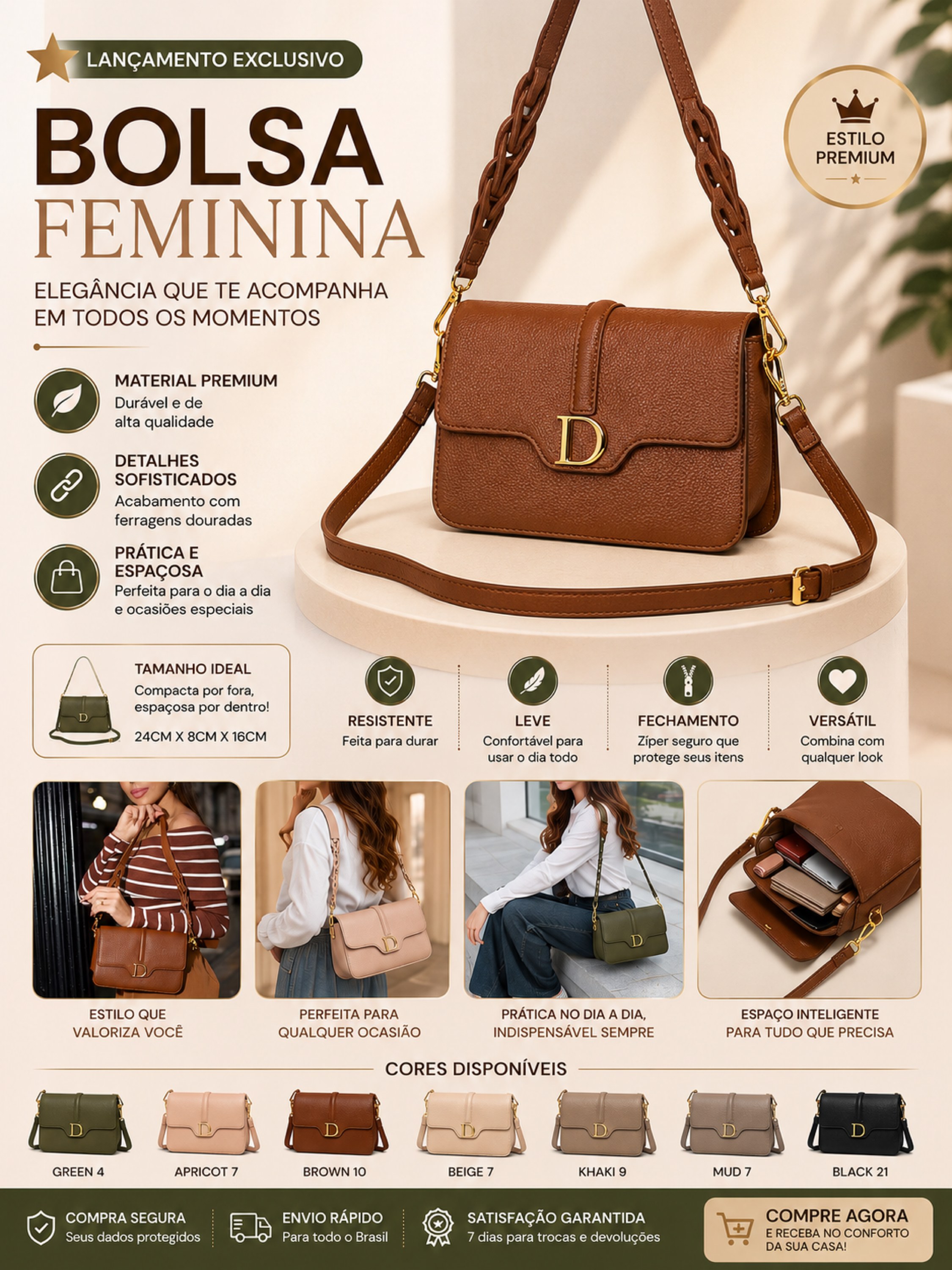 Bolsa Feminina Transversal  | Alça Regulável 06152