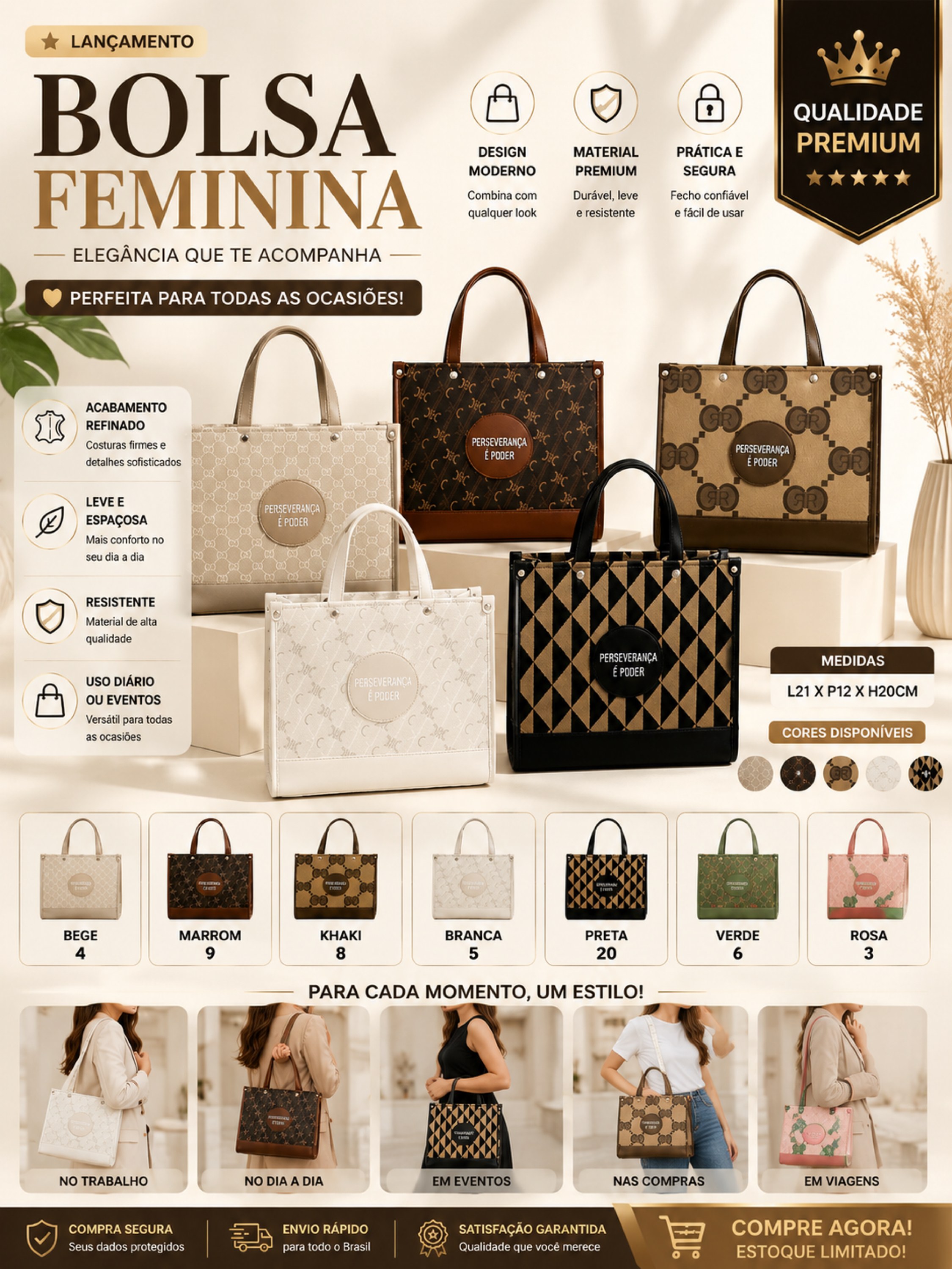 Bolsa Feminina Tote Estampada F0020