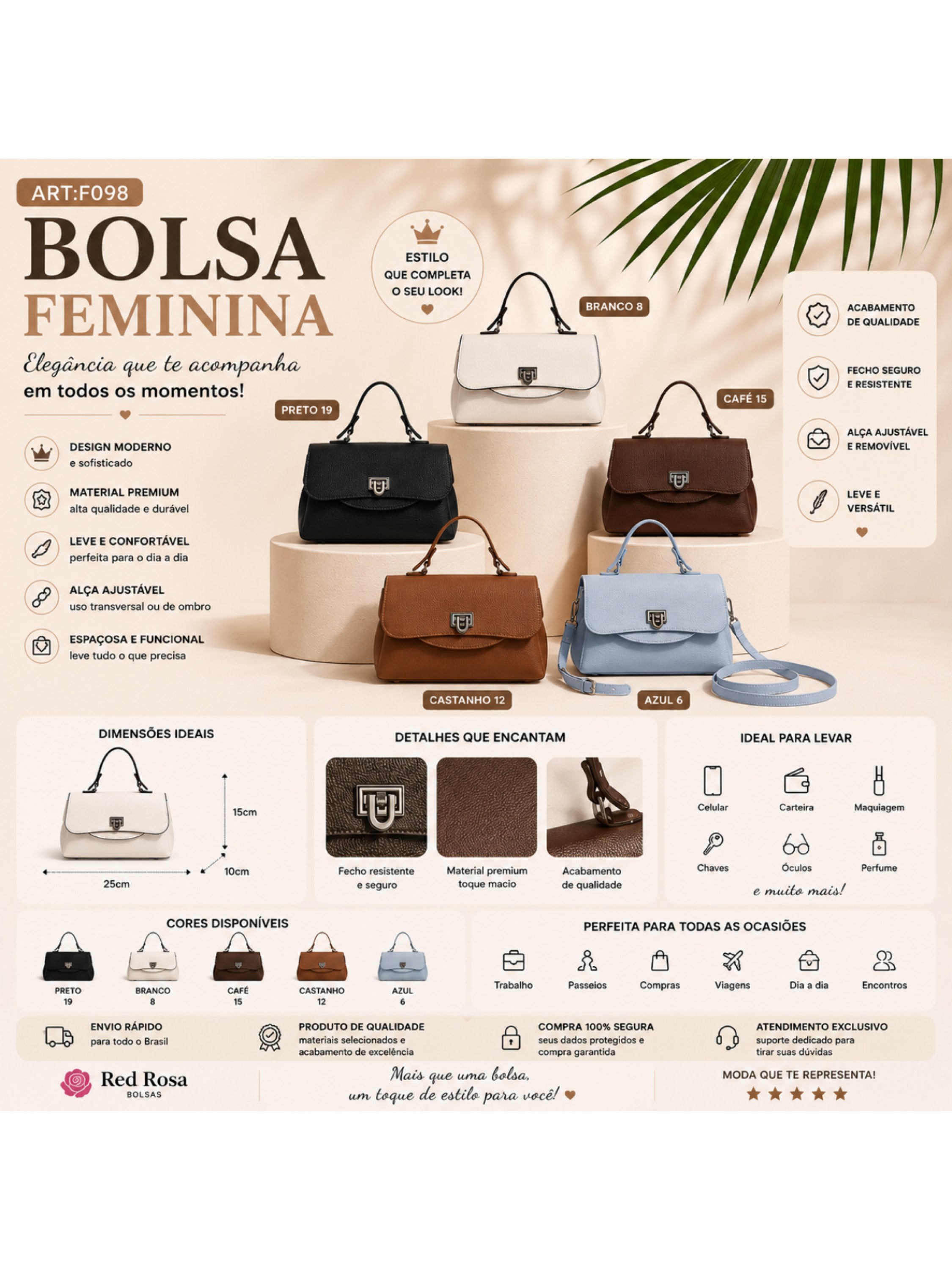 Bolsa Feminina Elegante Premium F098