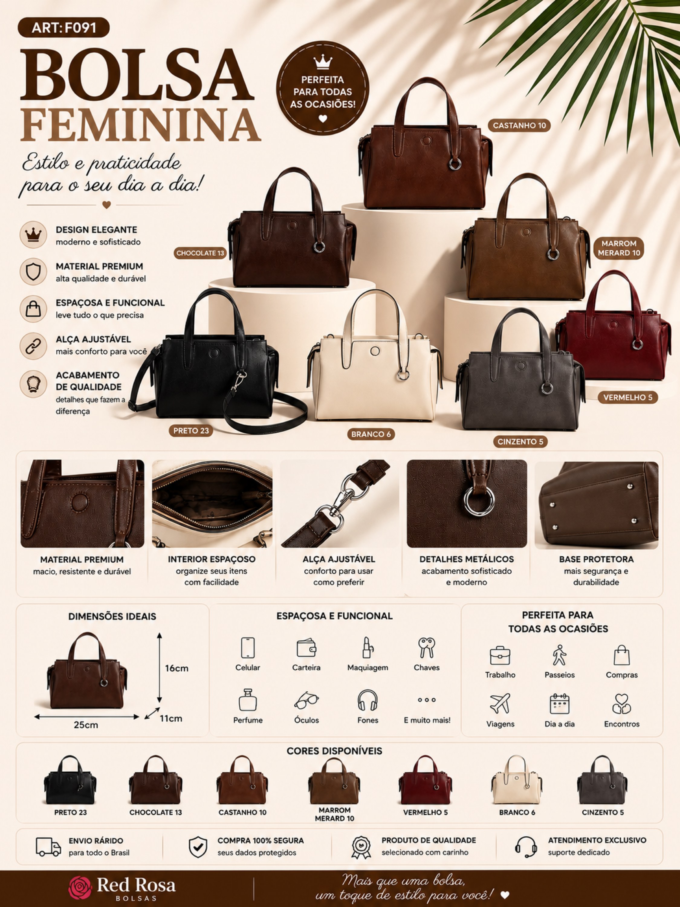 Bolsa Feminina Elegante Premium F091