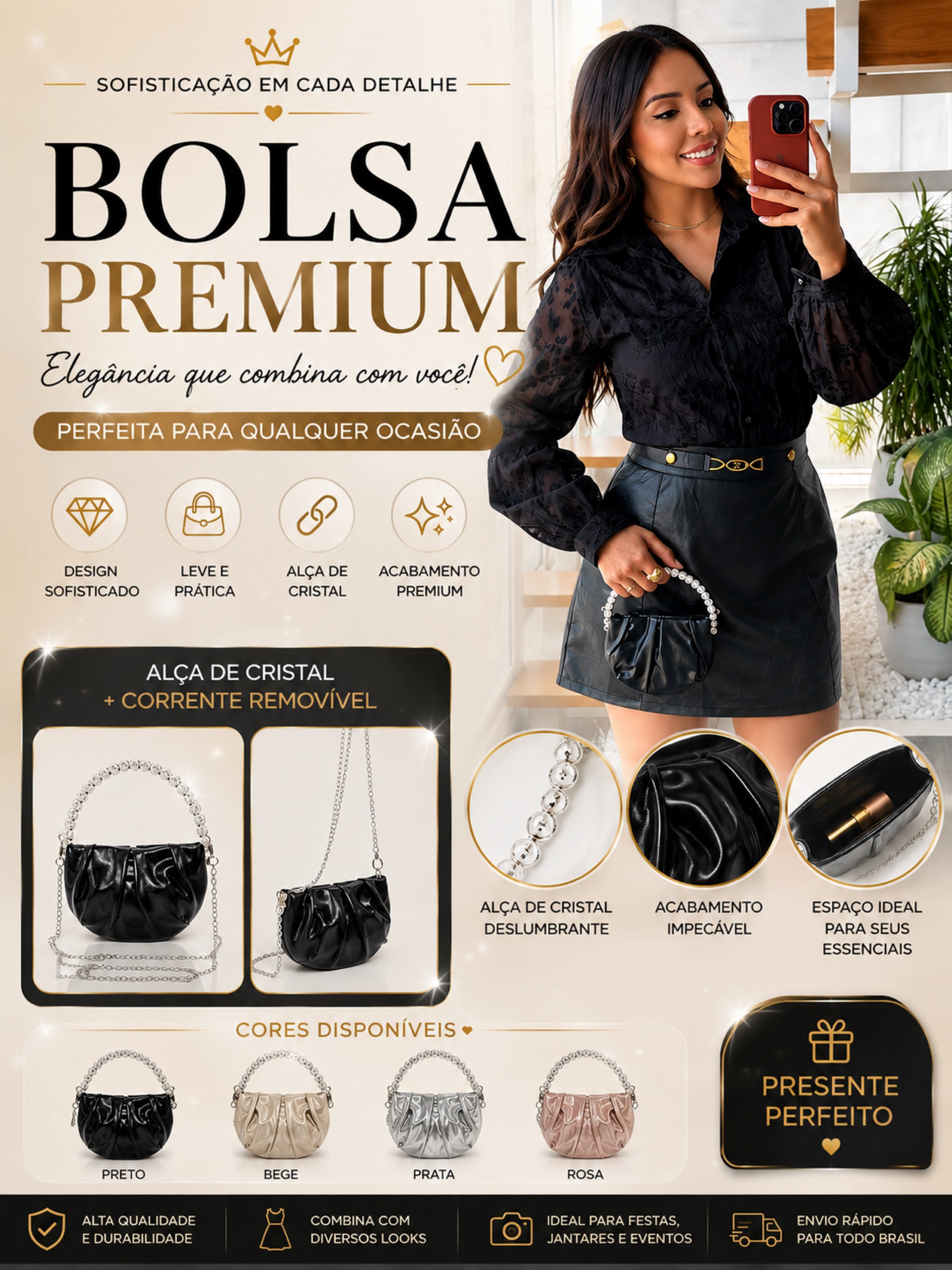 Bolsa Feminina Pequena com Alça  CK-19