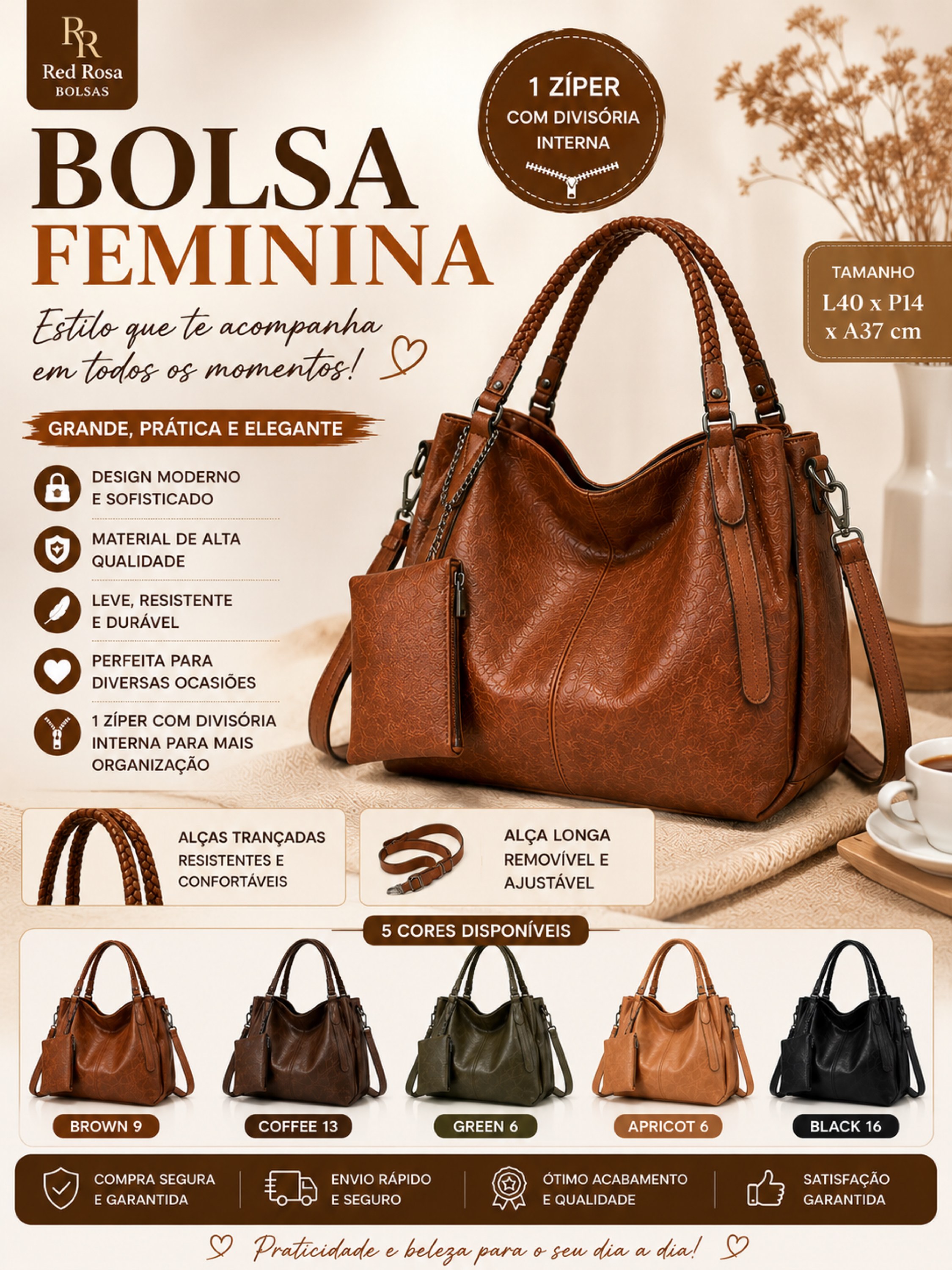 Bolsa Feminina Grande Elegante 2434