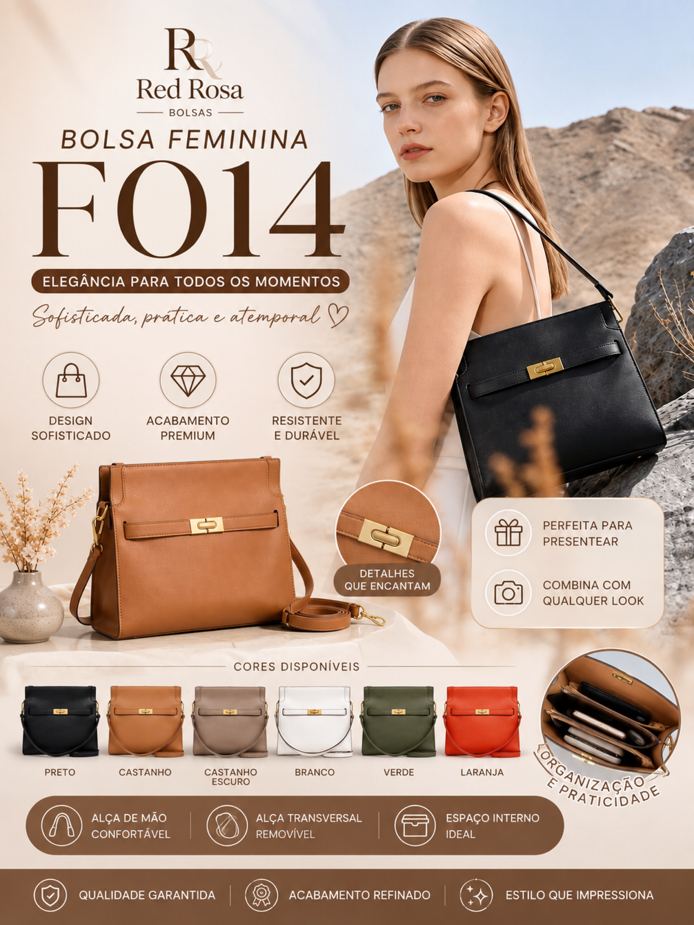 Bolsa Feminina F014 – Elegância, praticidade