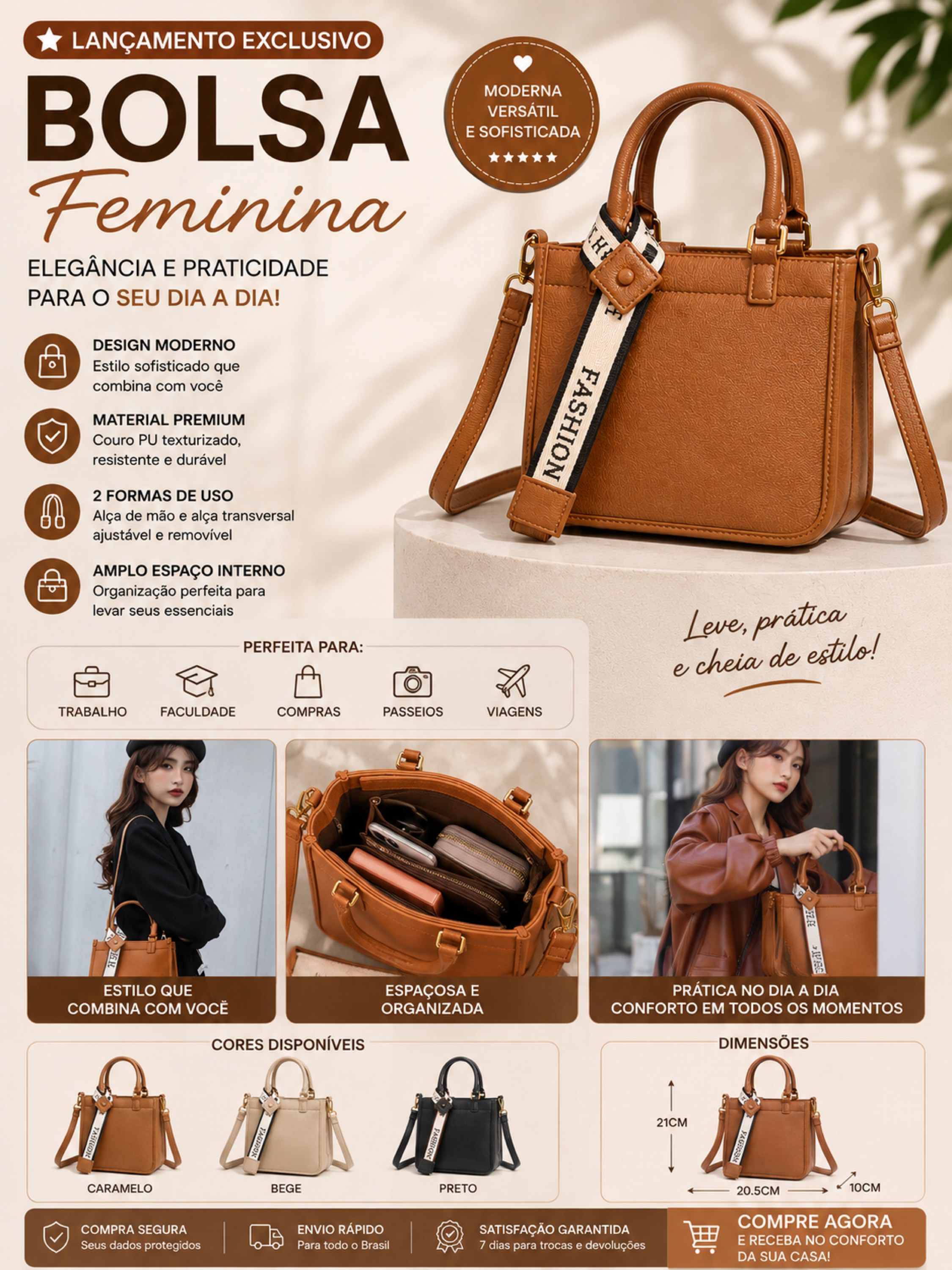 Bolsa Feminina Tote Elegante 2415