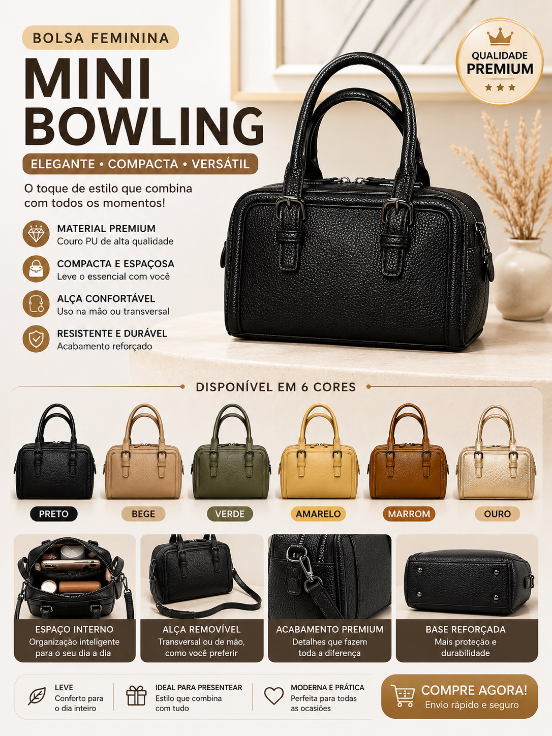 Bolsa Feminina Mini de Mão e Transversal 06151