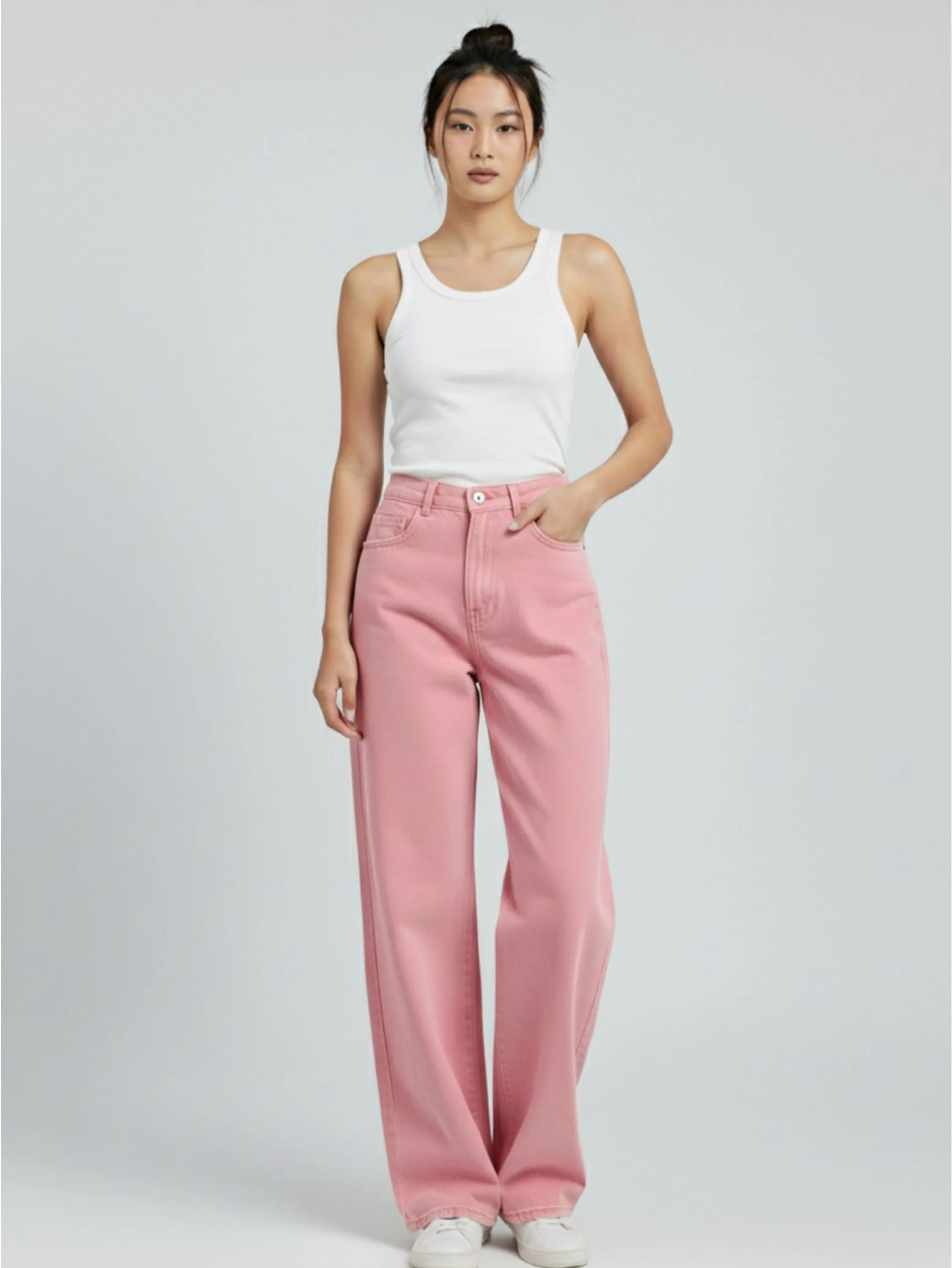 Calça Jeans Feminina Wide Leg Cintura Alta