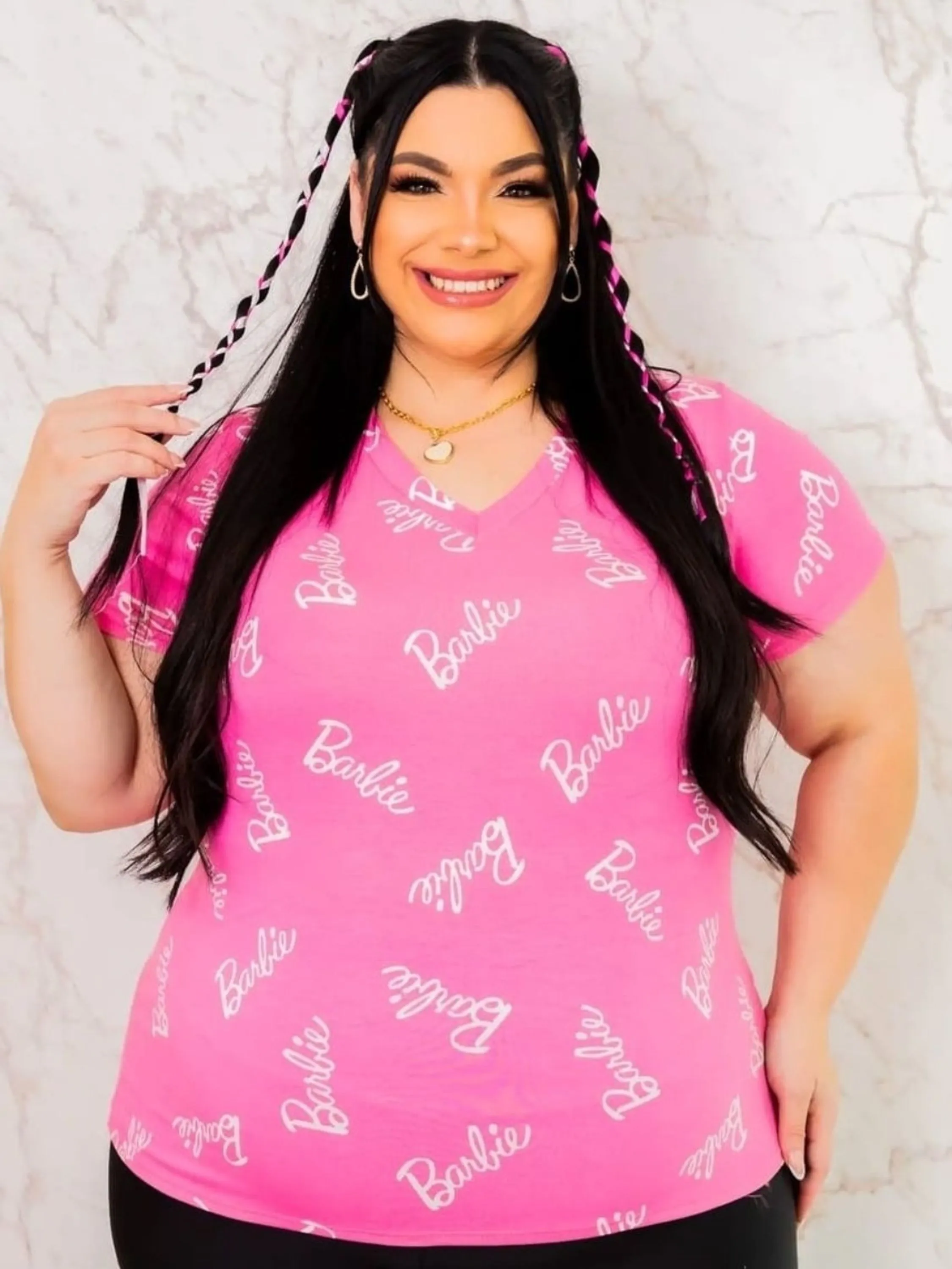 Blusa plus size manga curta Paula Beatriz moda