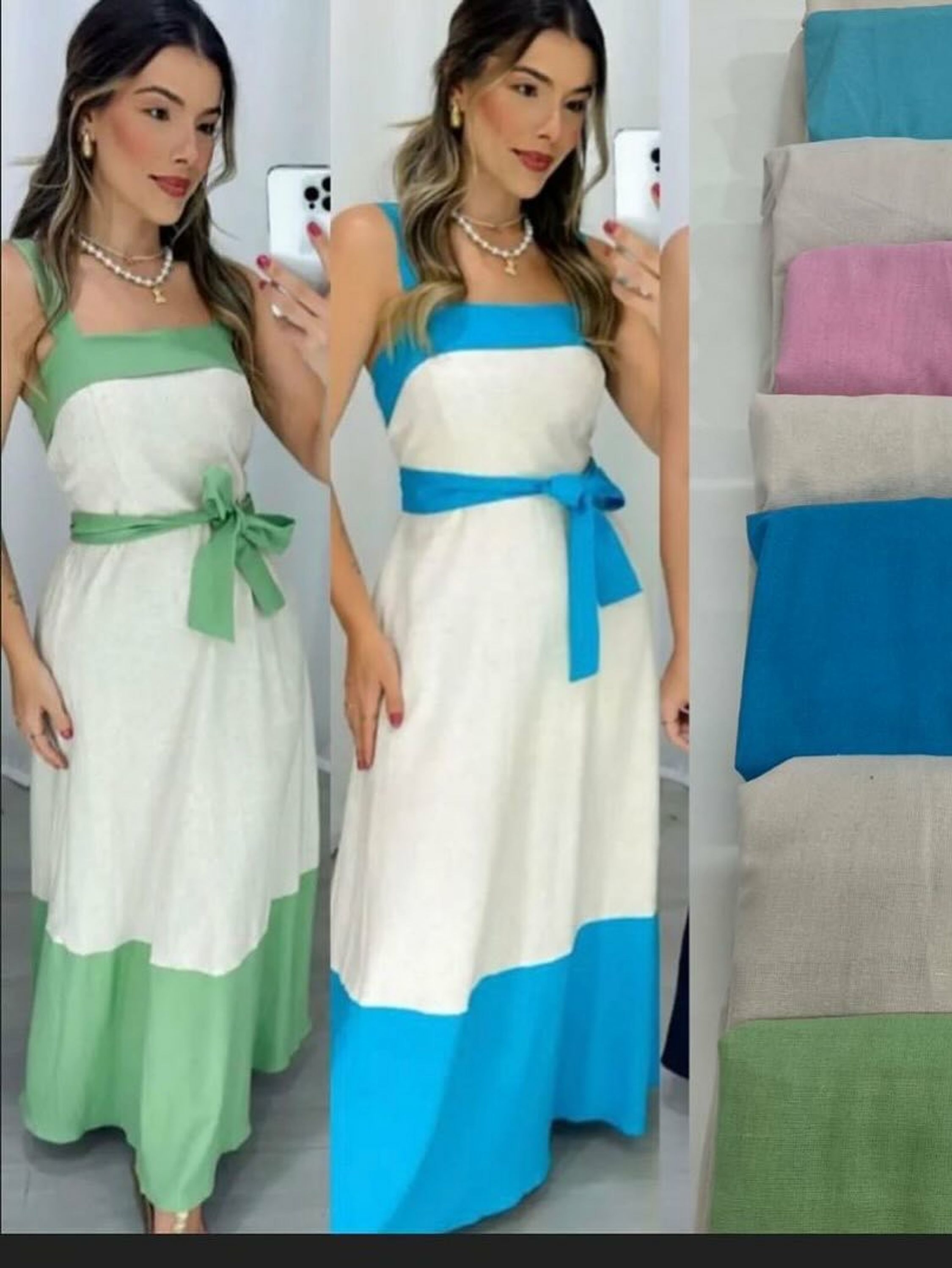 Vestido longo bicolor  Helllin , moda boutique luxo coleção primavera verão.