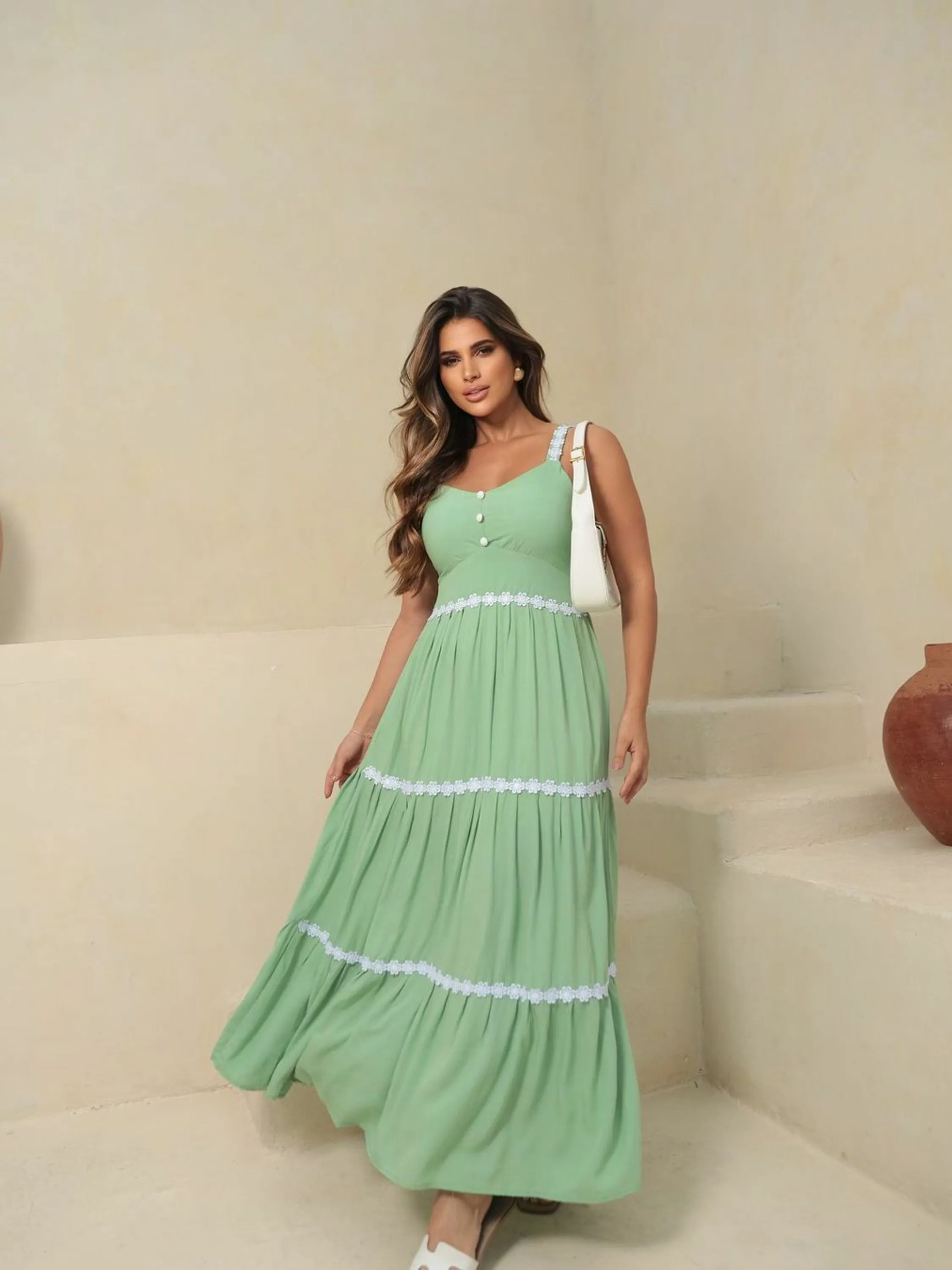 Vestido longo Celena , moda boutique luxo coleção primavera verão