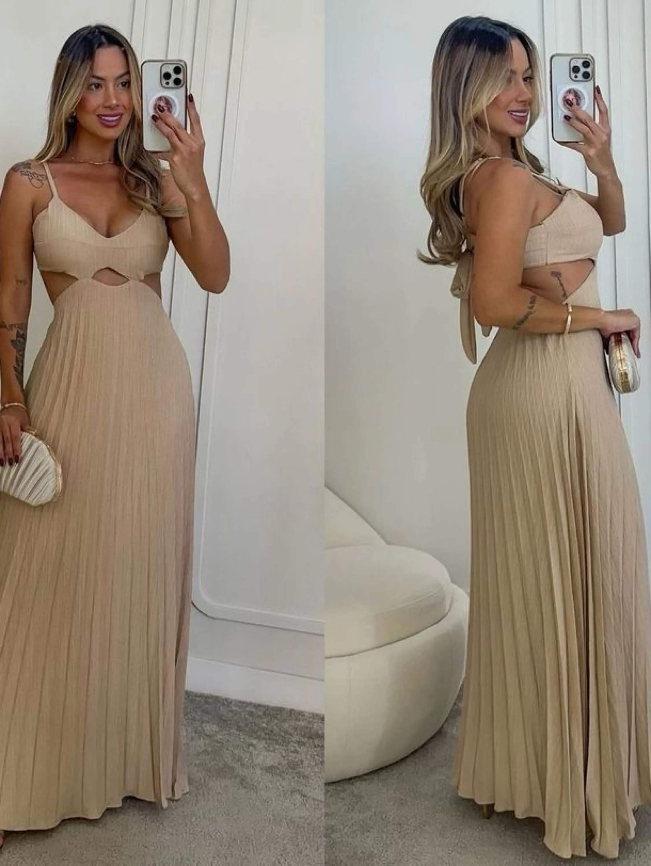 Vestido longo plissado Izabel  ,  verão coleção festas.