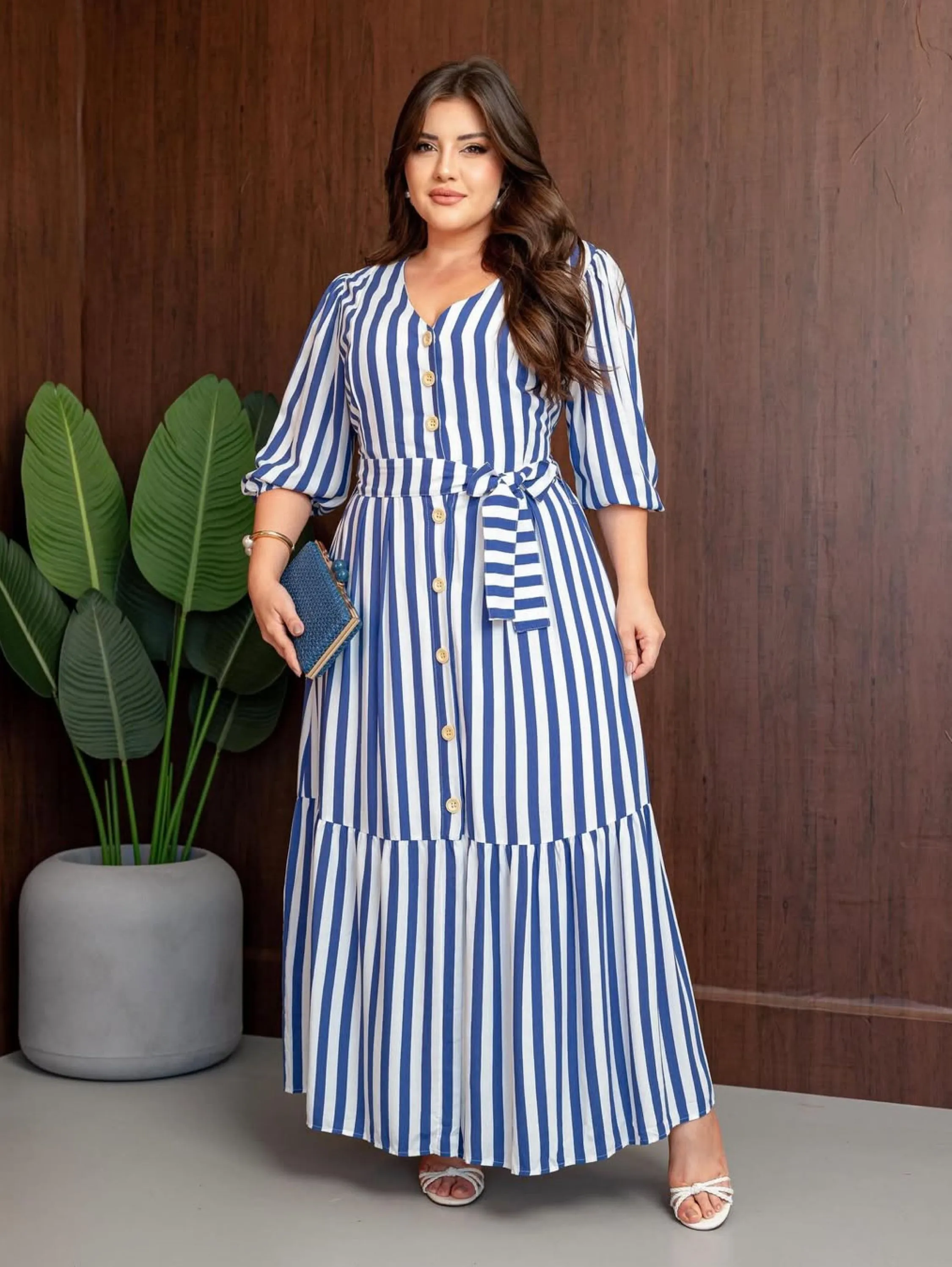Vestido Mid  listrado Alessa