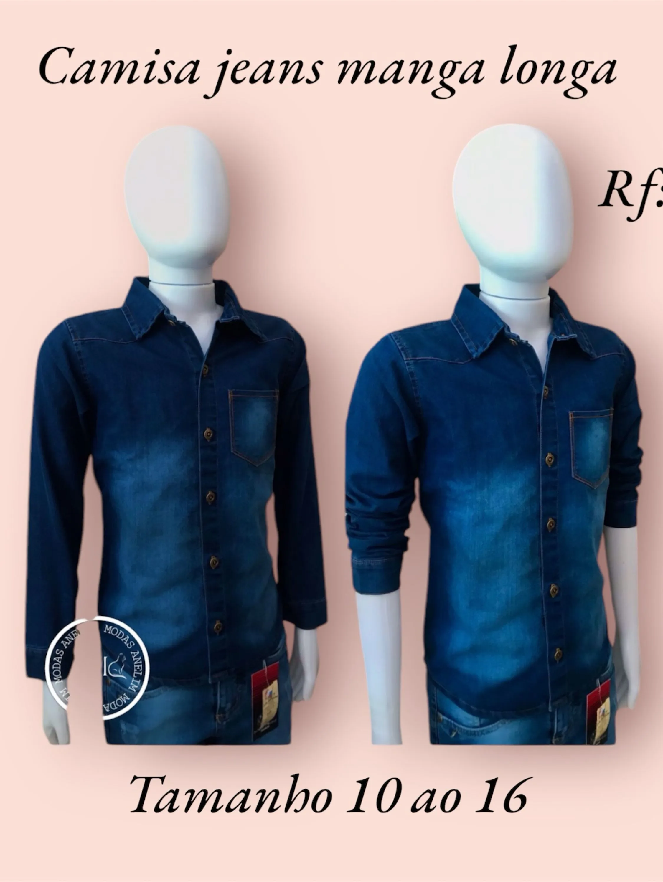 Camisa jeans juvenil masculina