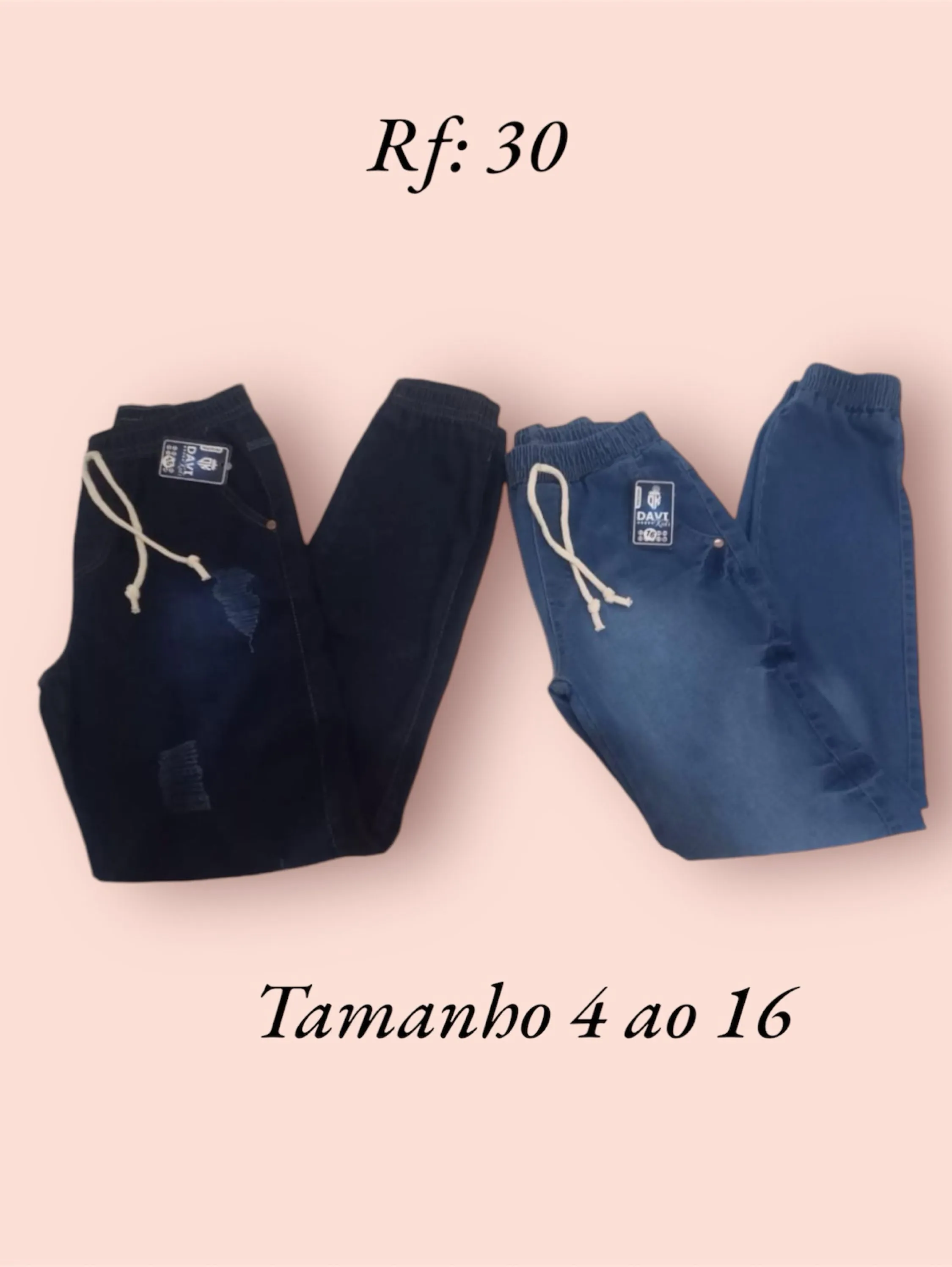 Calça jeans infantil e juvenil masculino