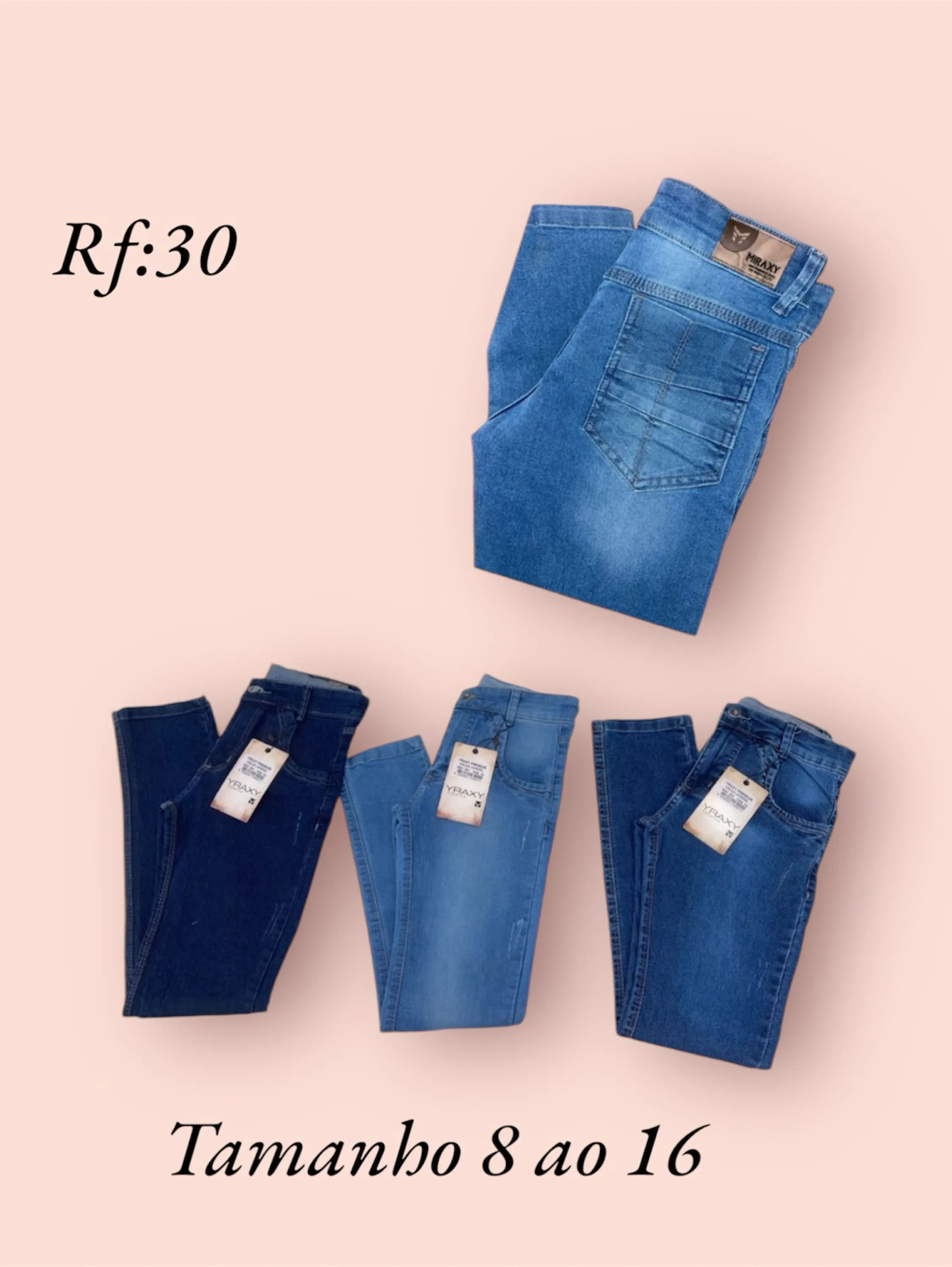 Calça jeans infantil e juvenil masculina