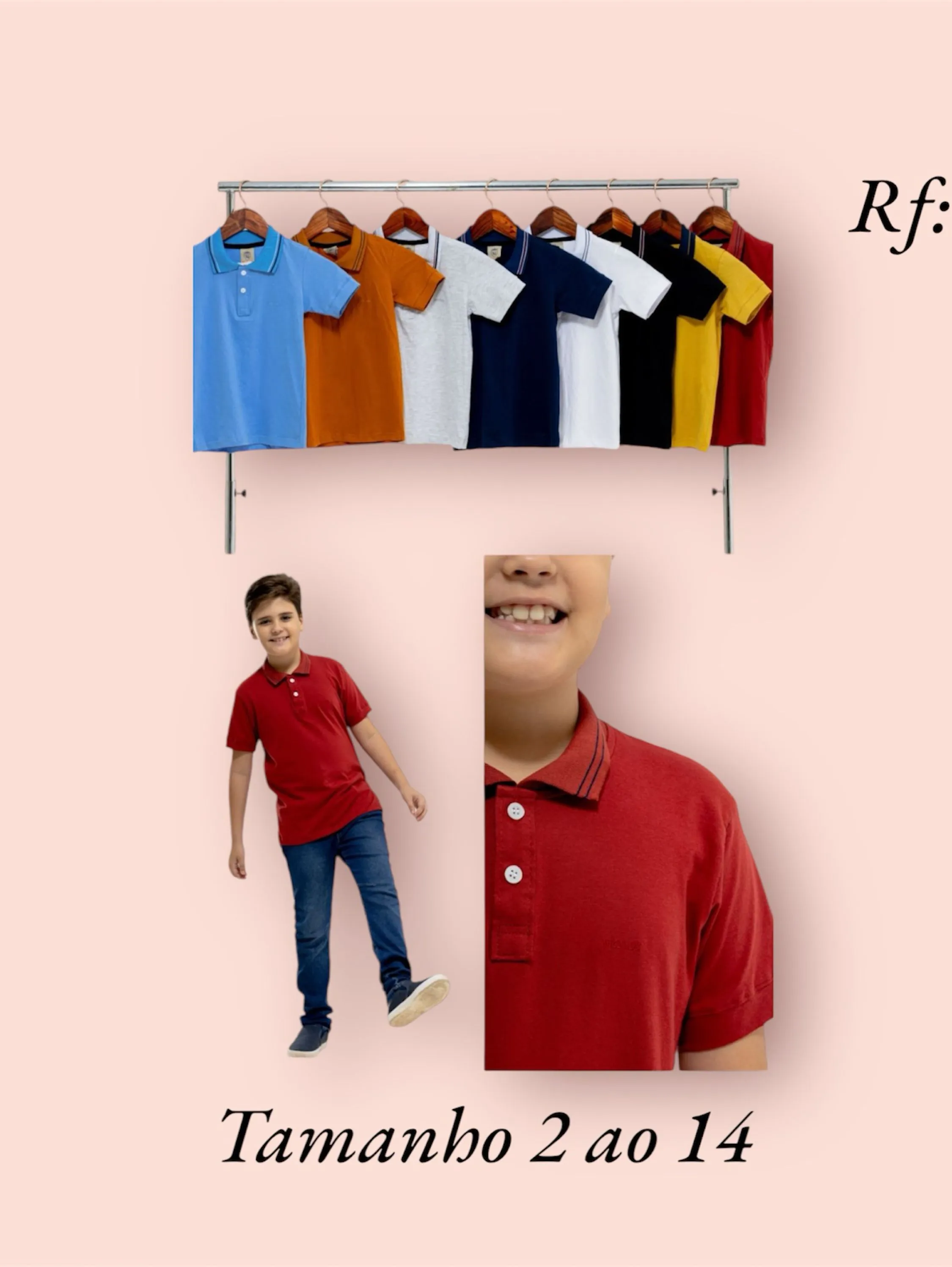 Camiseta polo infantil e juvenil masculina