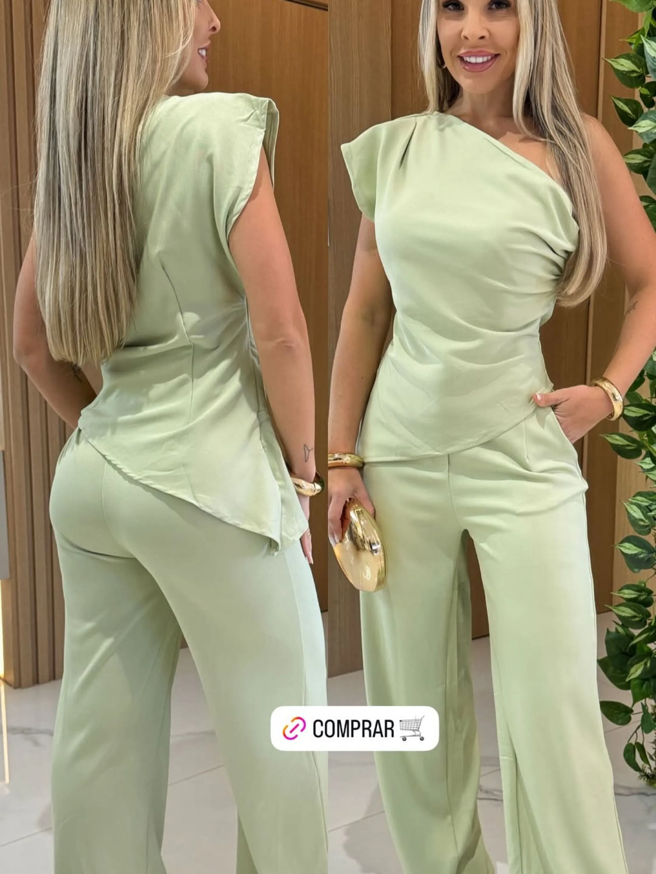 Cinjunto um manga linho novo social cores verão linda
