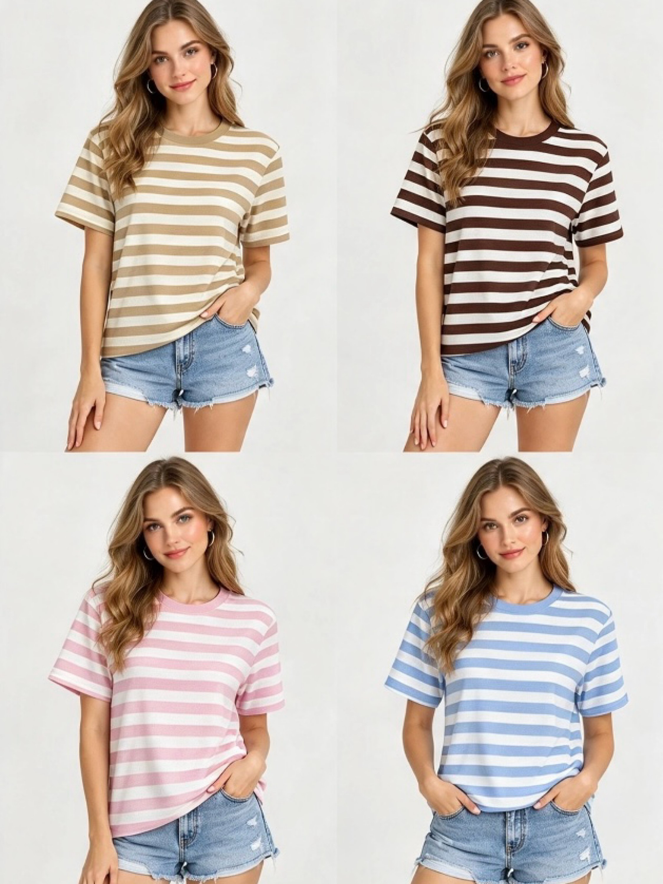 T shirts algudao macio listrada novidade cores linda