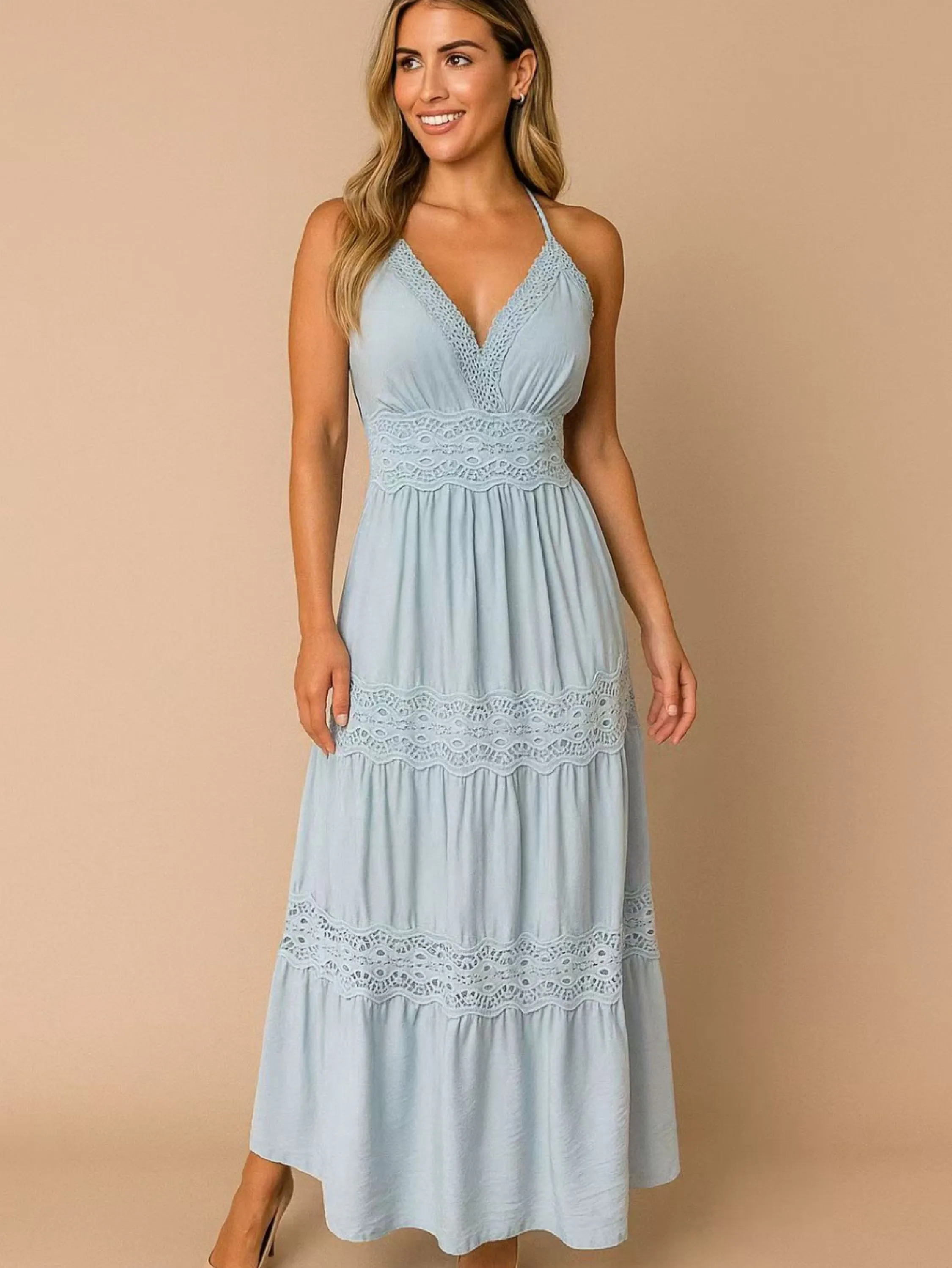 Vestido longo linho novo voo renda social linda
