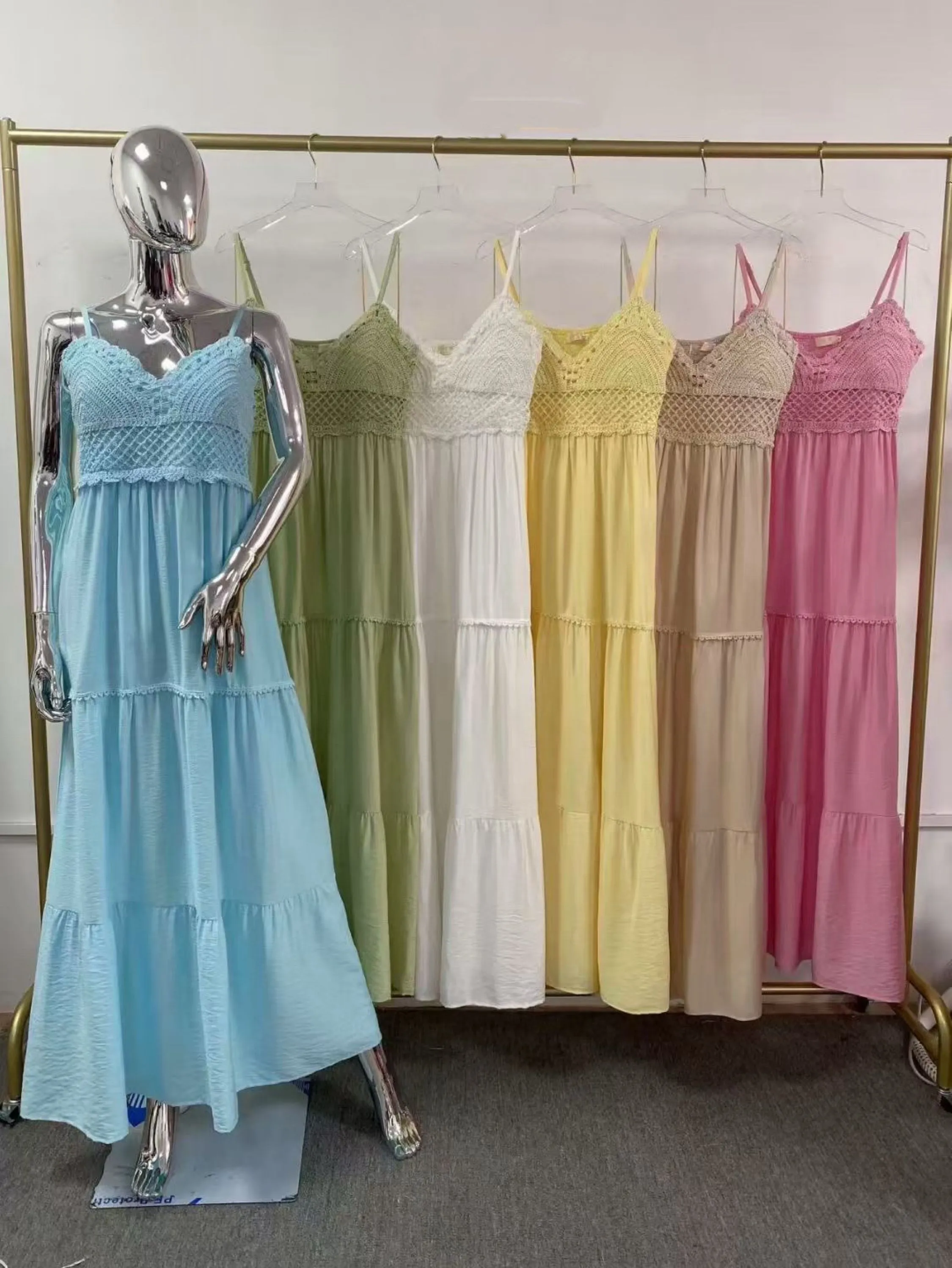 Vestido longo linho novo voo renda social linda