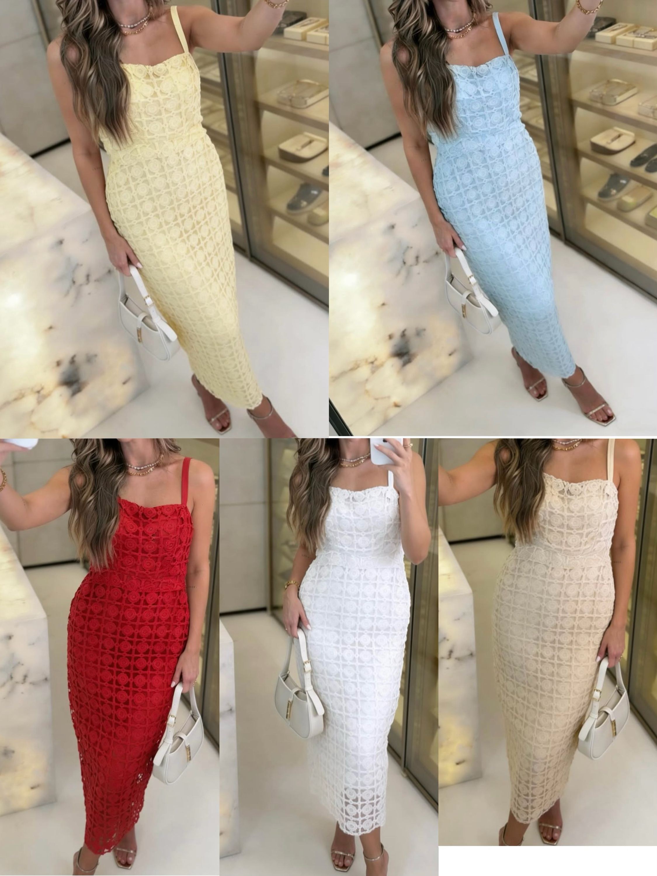 Vestido longo renda forrado social novidade bem linda