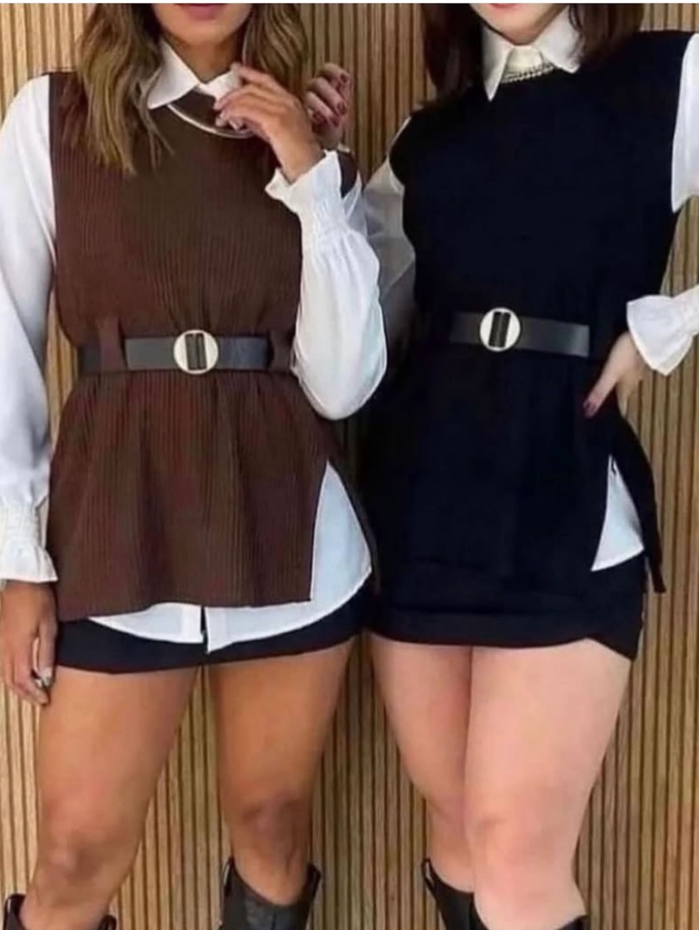 Conjunto camisa branco com colete vem cinto cores linda - Raissa