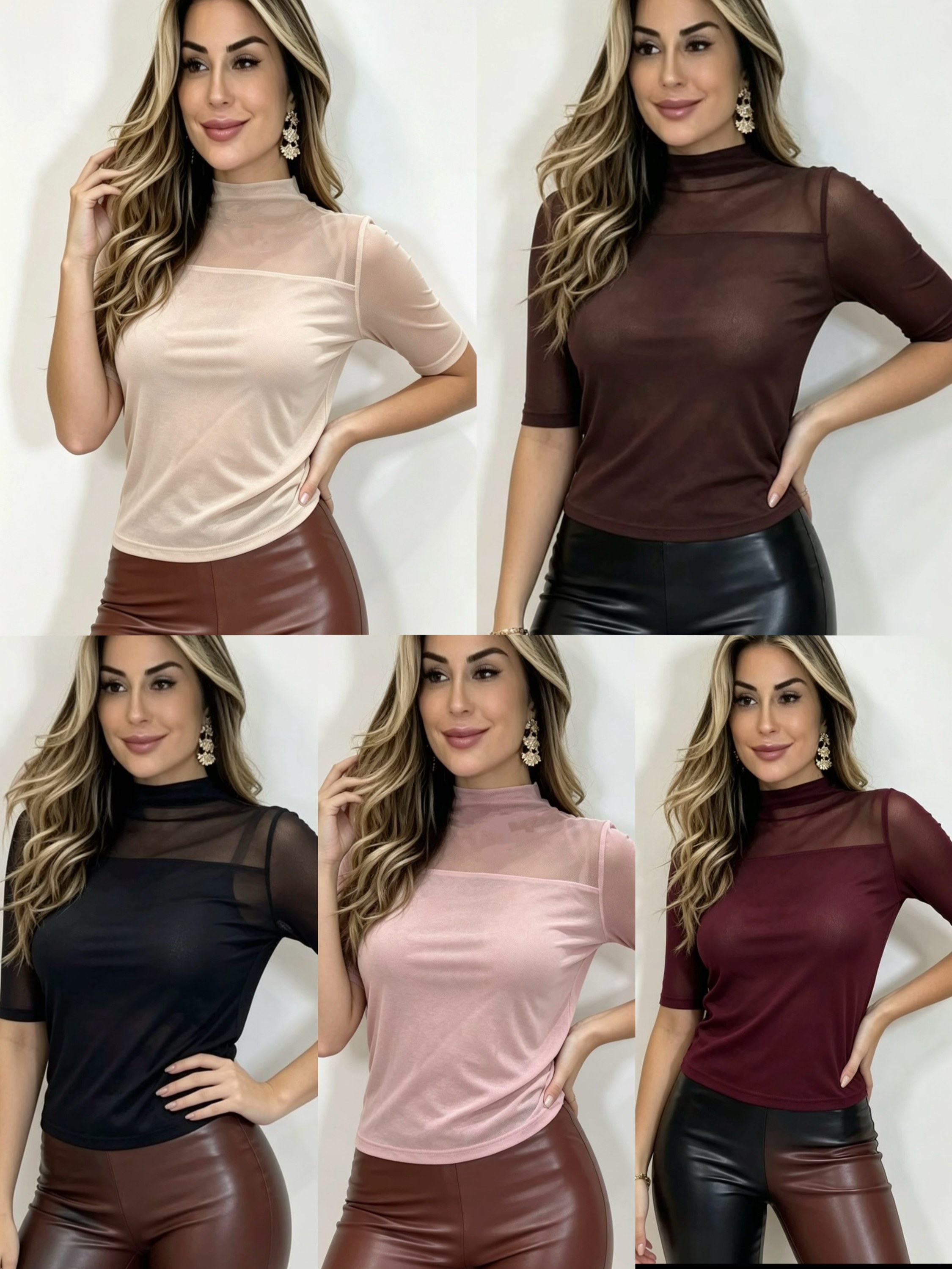 Blusa tule frente forrado social novidade linda