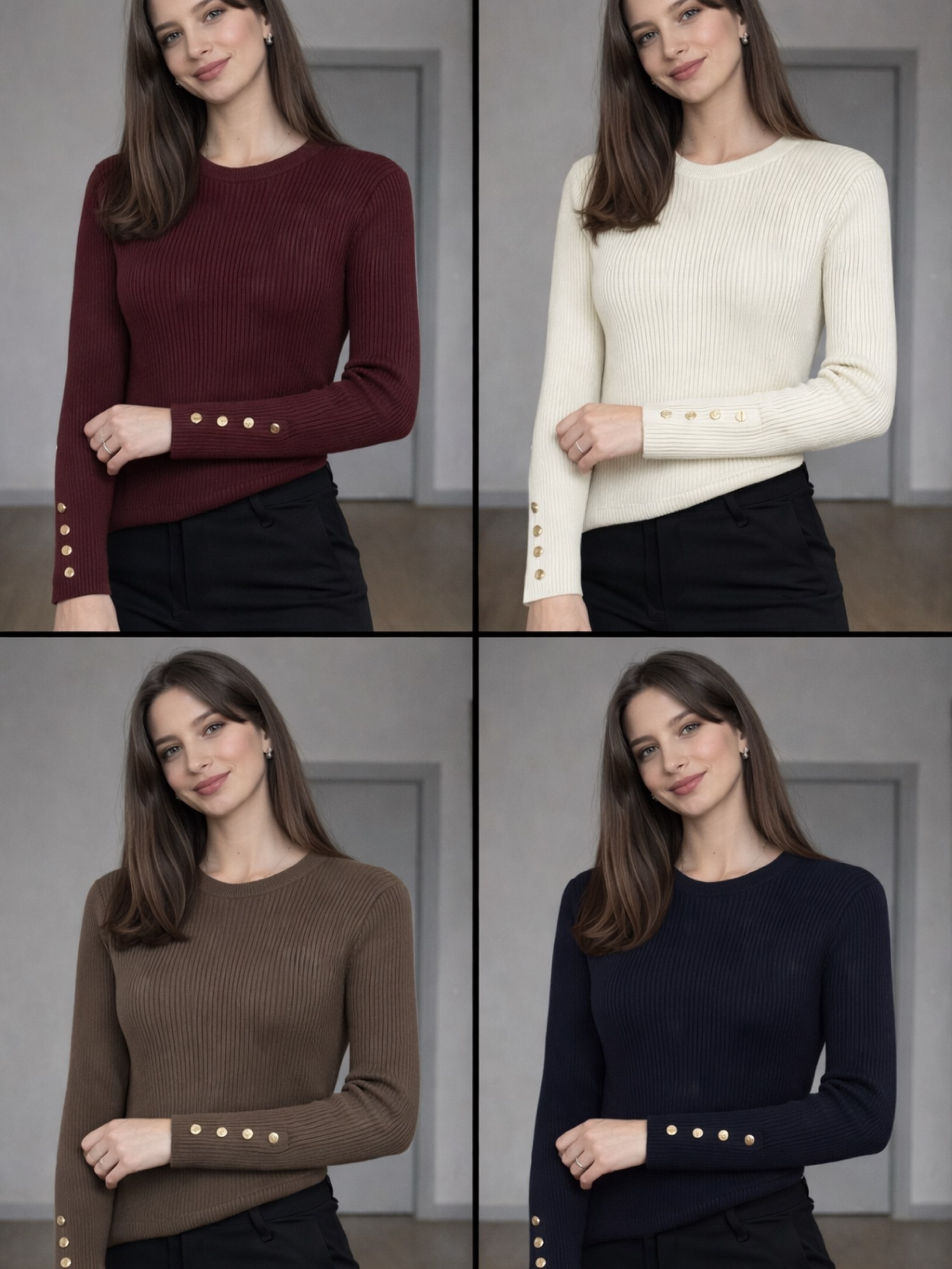 Motal macio canelada manga com botão linda