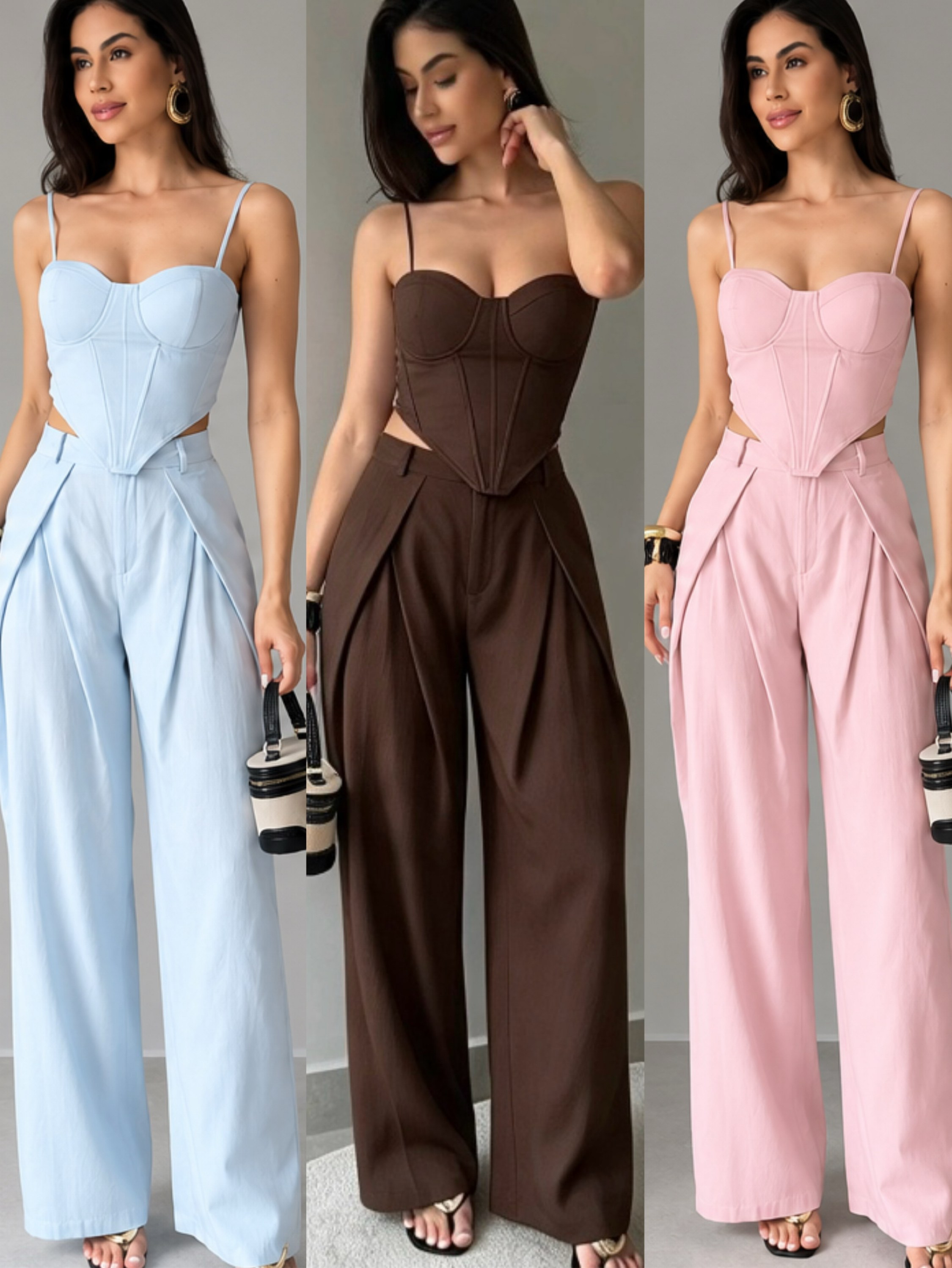 Conjunto social corset com pantalona linda