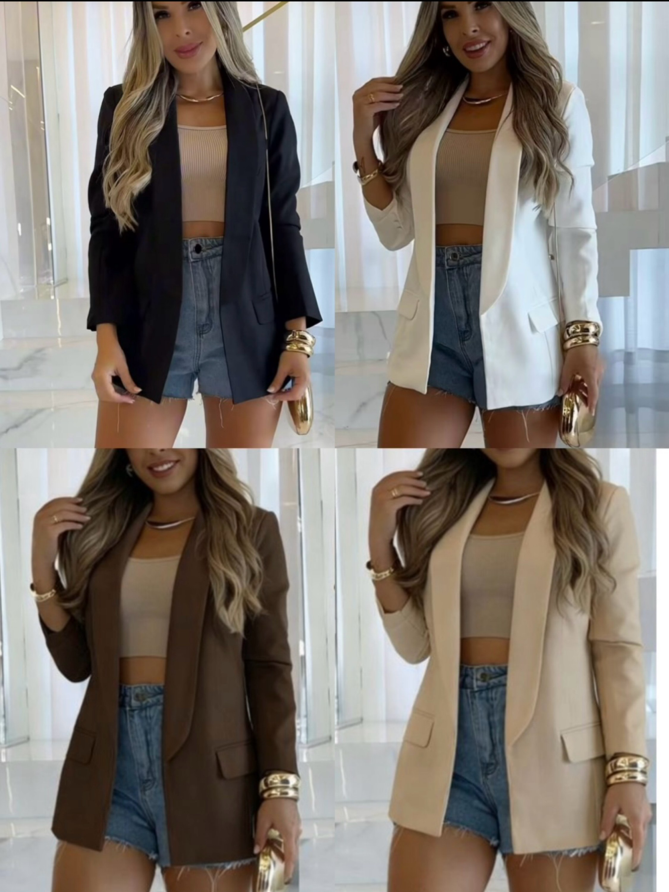 Blazer linho de alfaitaria forrado social cores linda