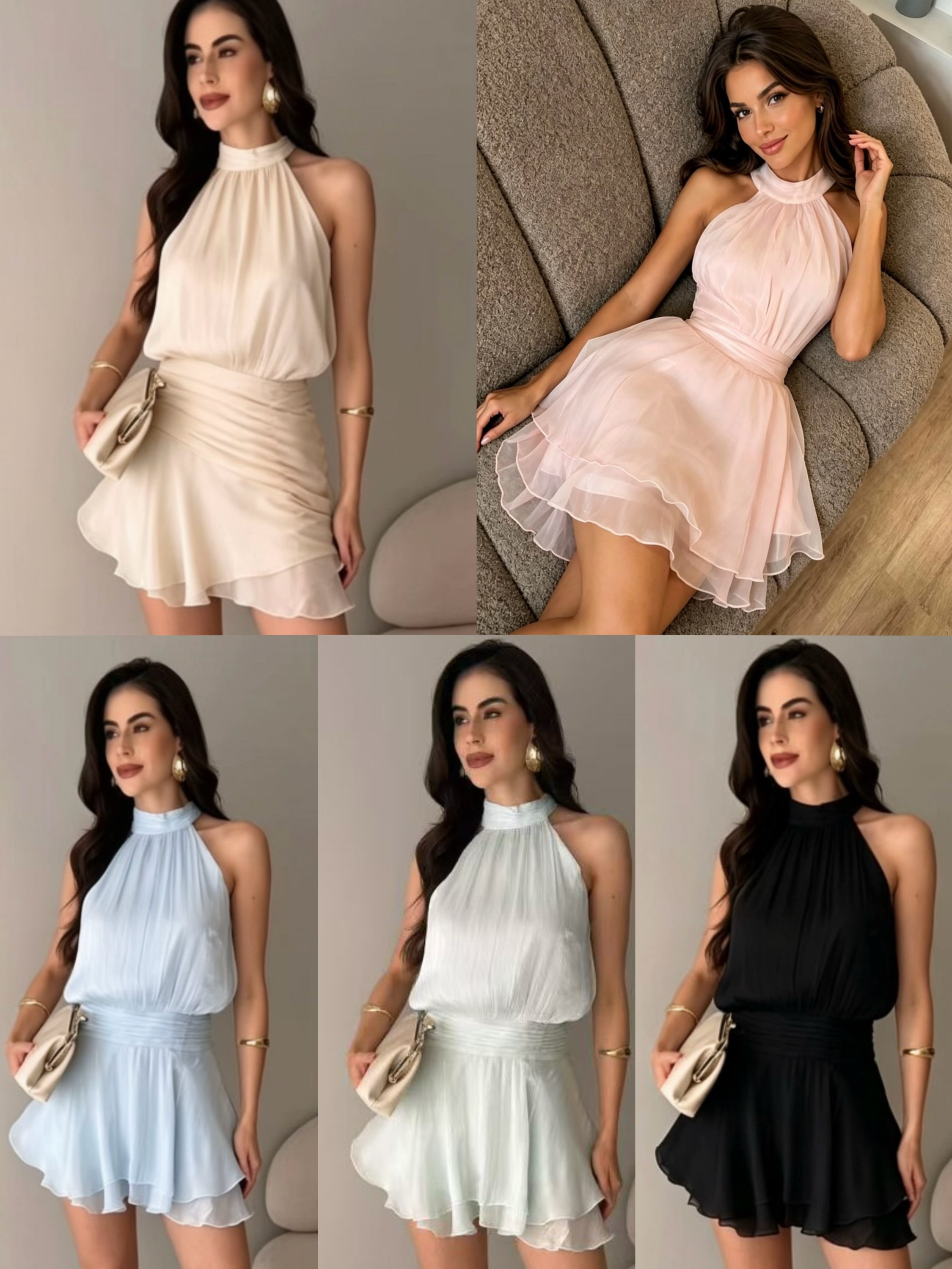 Vestido curto com calcinha forrado social novidade linda