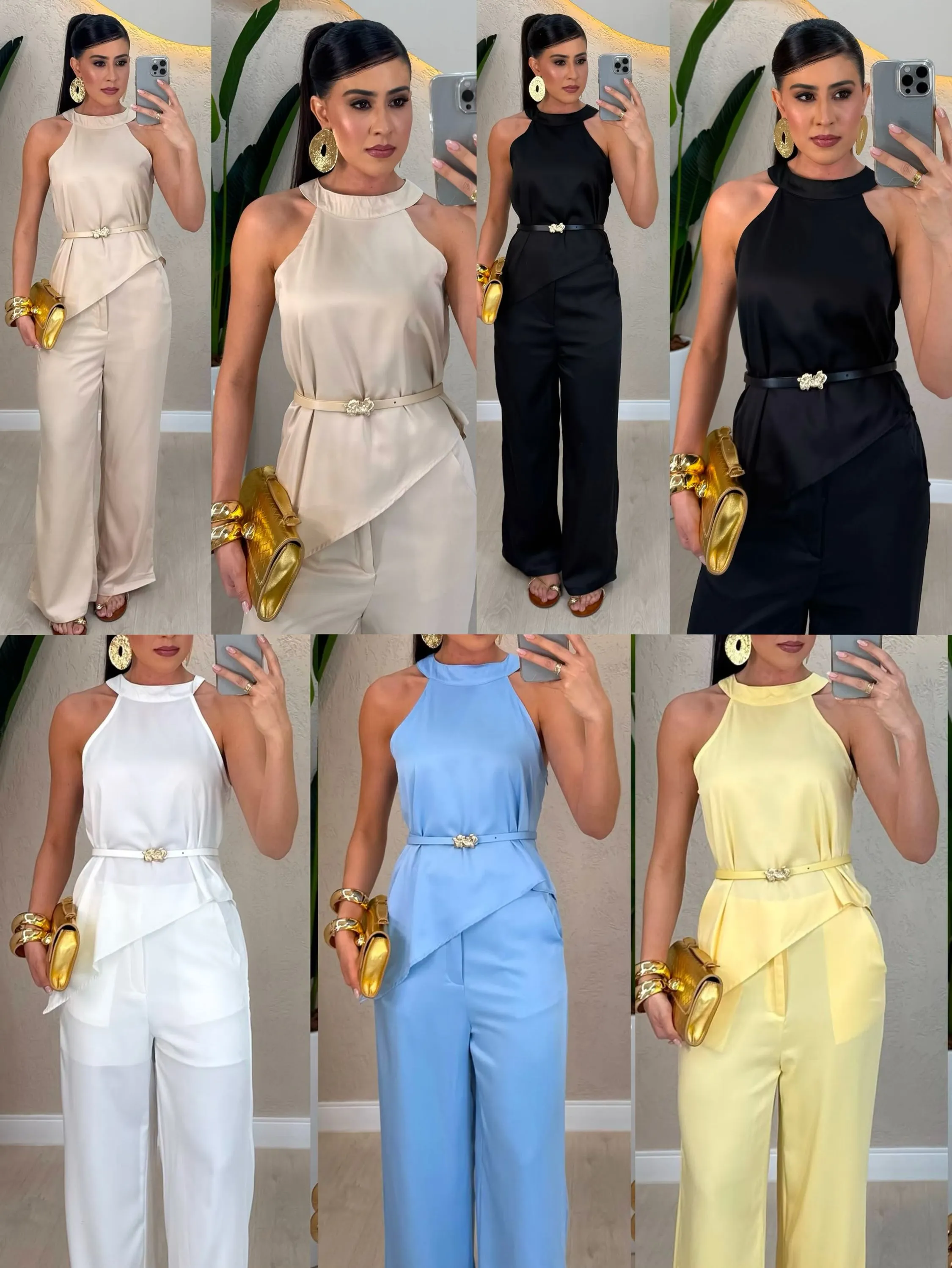 Conjunto ceda com cinto social novidade muito linda