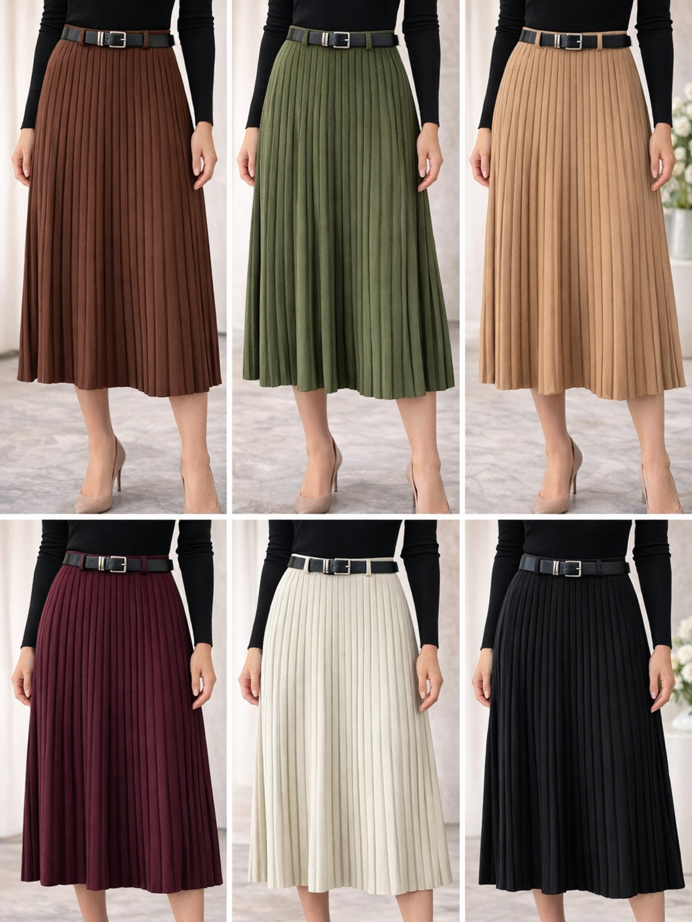 Saia motal macio com cinto midi social novidade linda