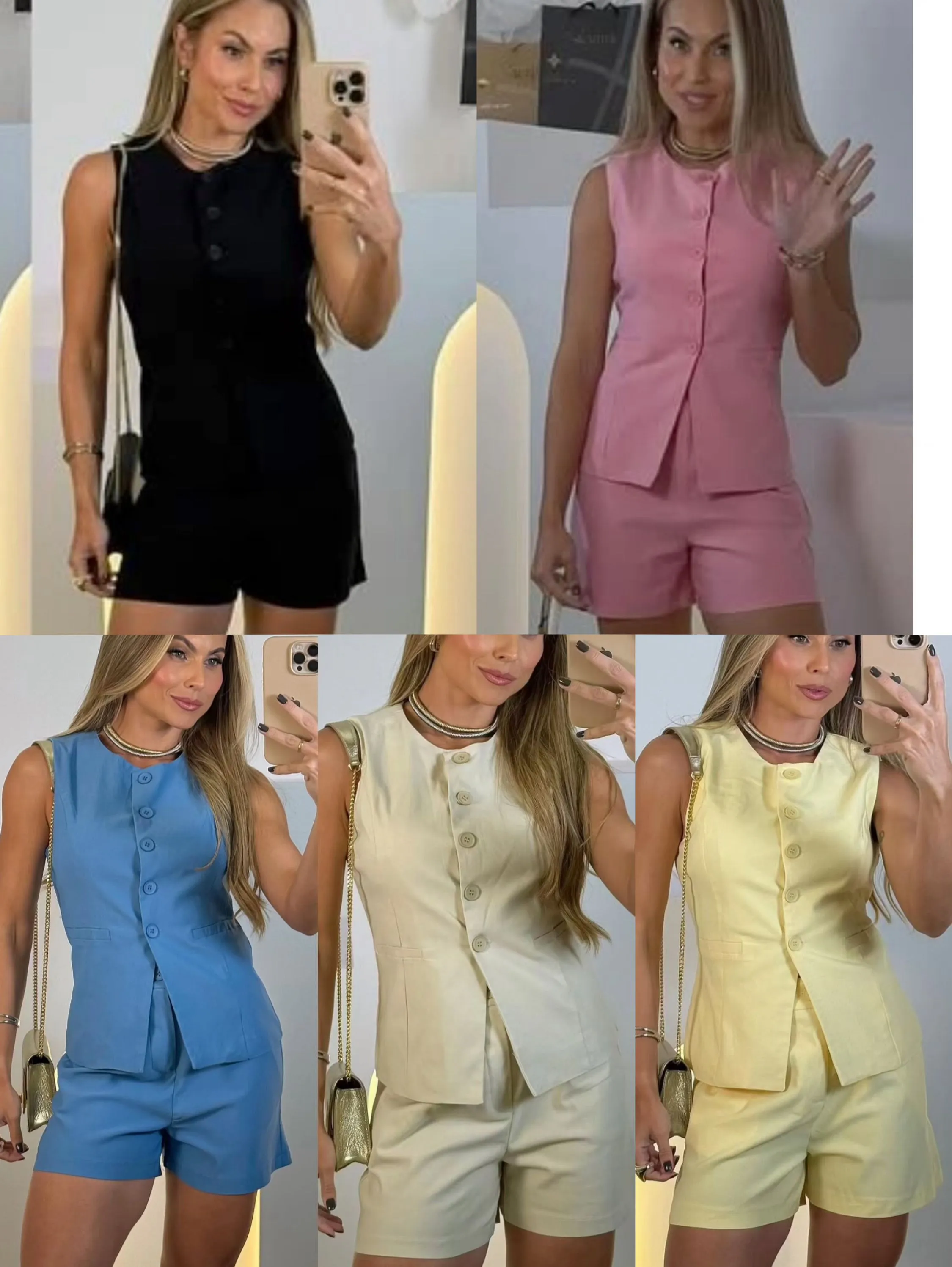 Conjunto decido tem elastano muito bom cores verão