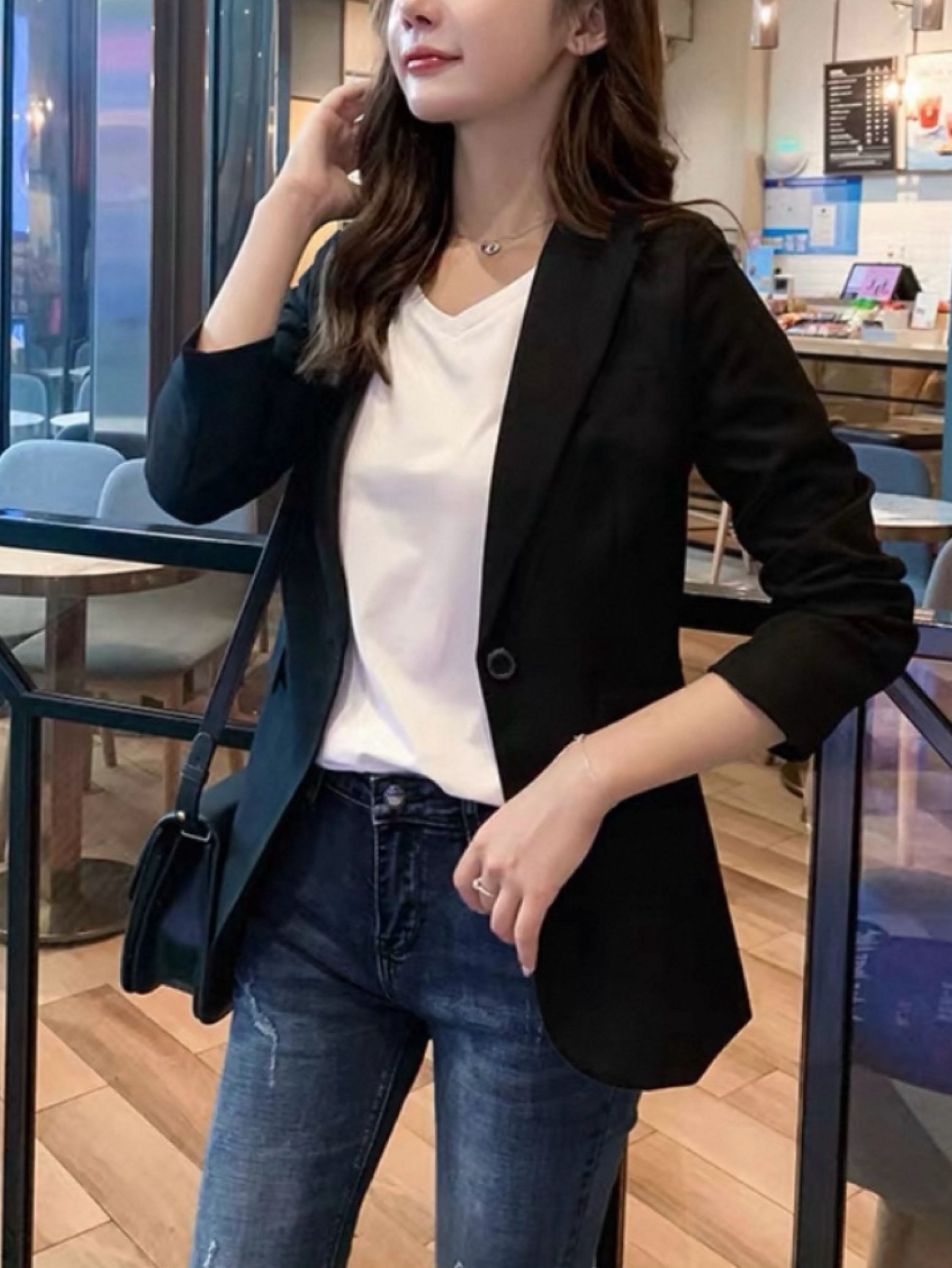 Blazer linho twil forrado social veste bem novidade