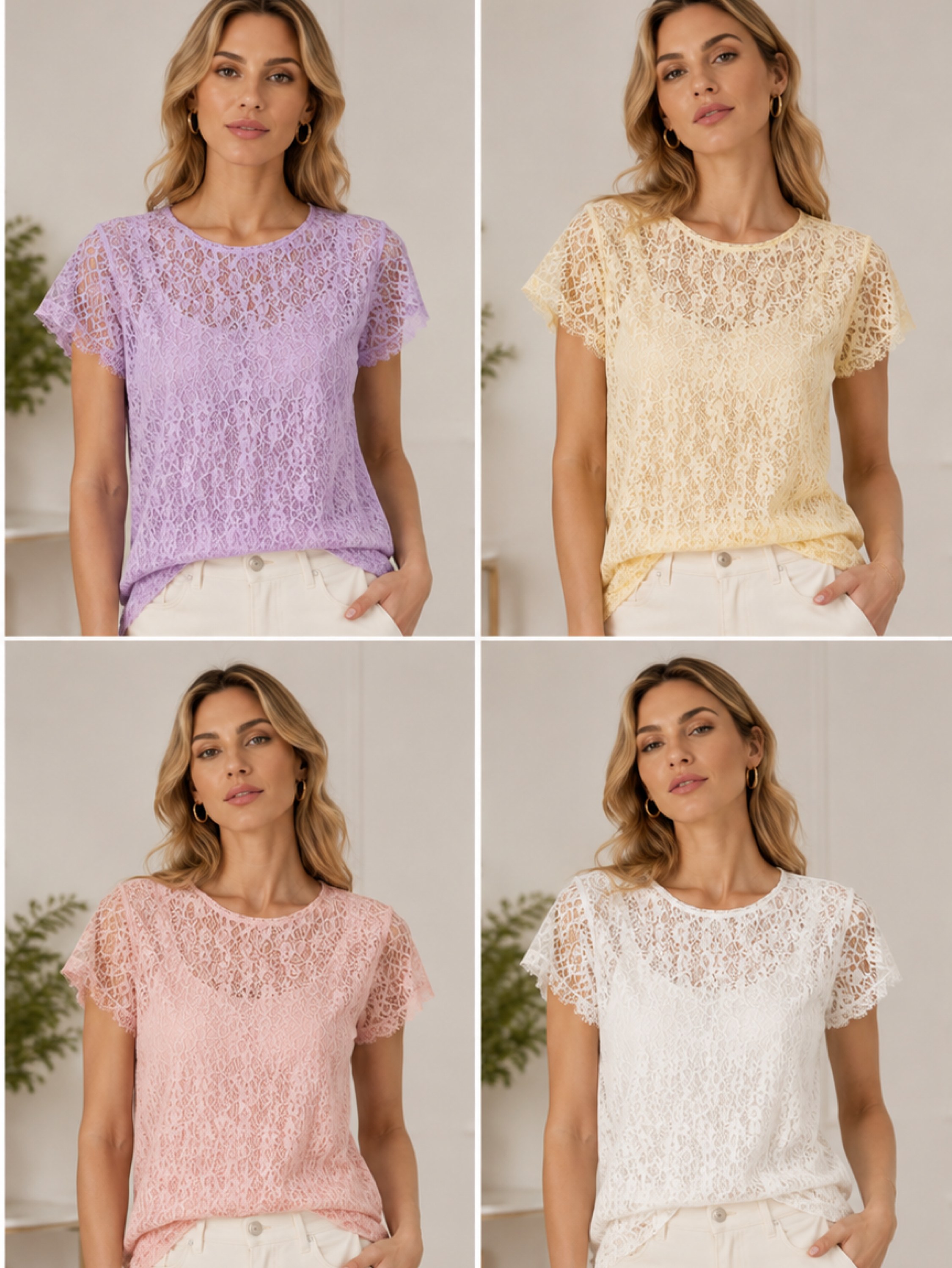 Blusa renda frente forrado social mode novidade