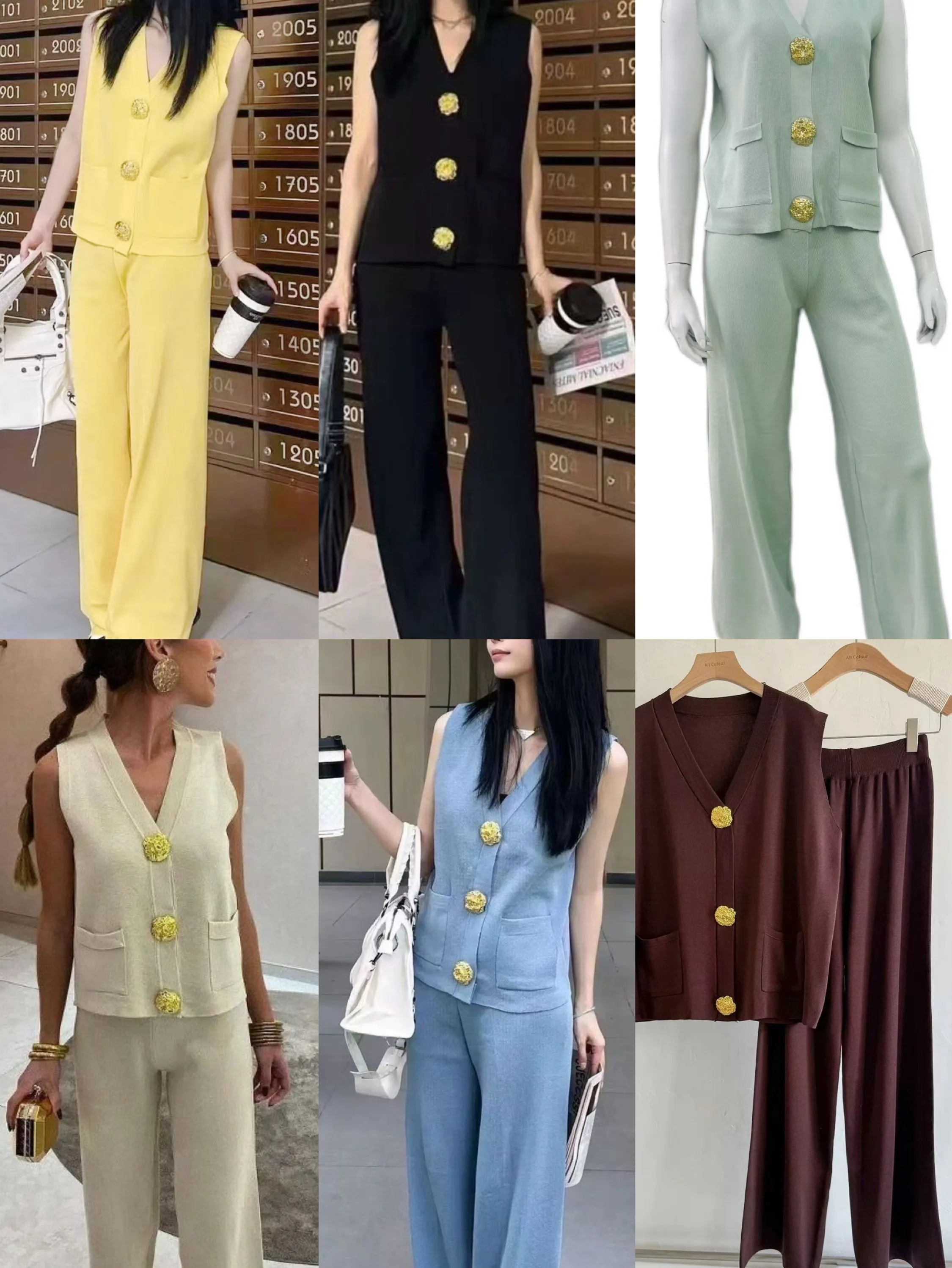conjunto tricô motal novidade social botao linda