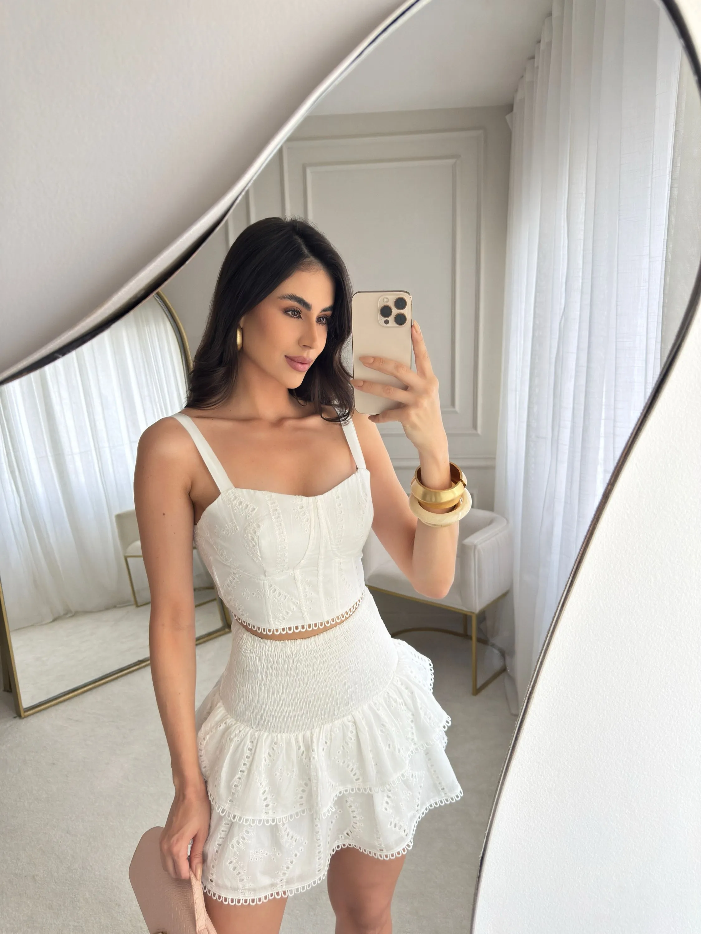 Conjunto cropete com saia Laise novidade social linda