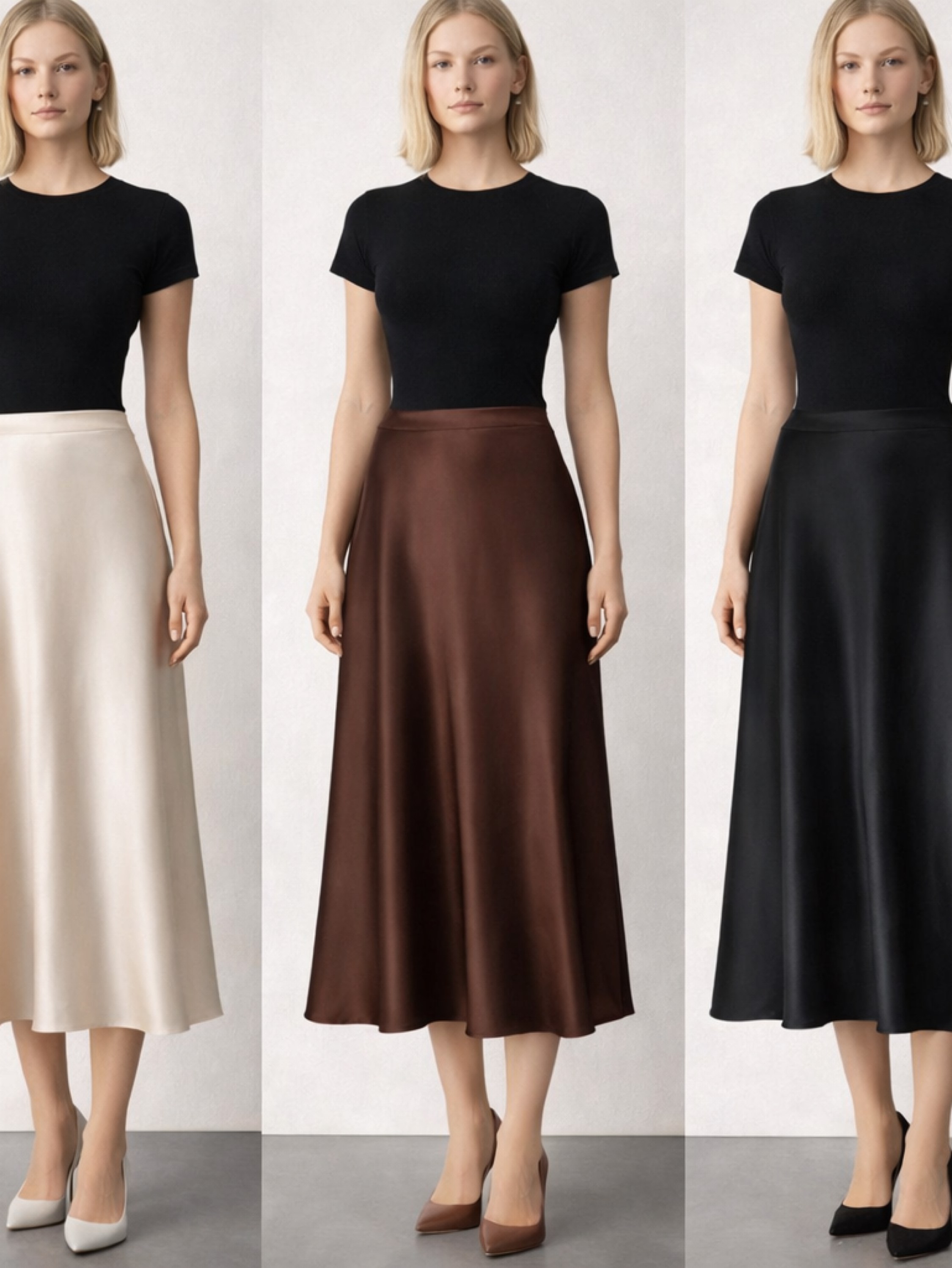 Saia ceda social meio Longo cores linda novidade