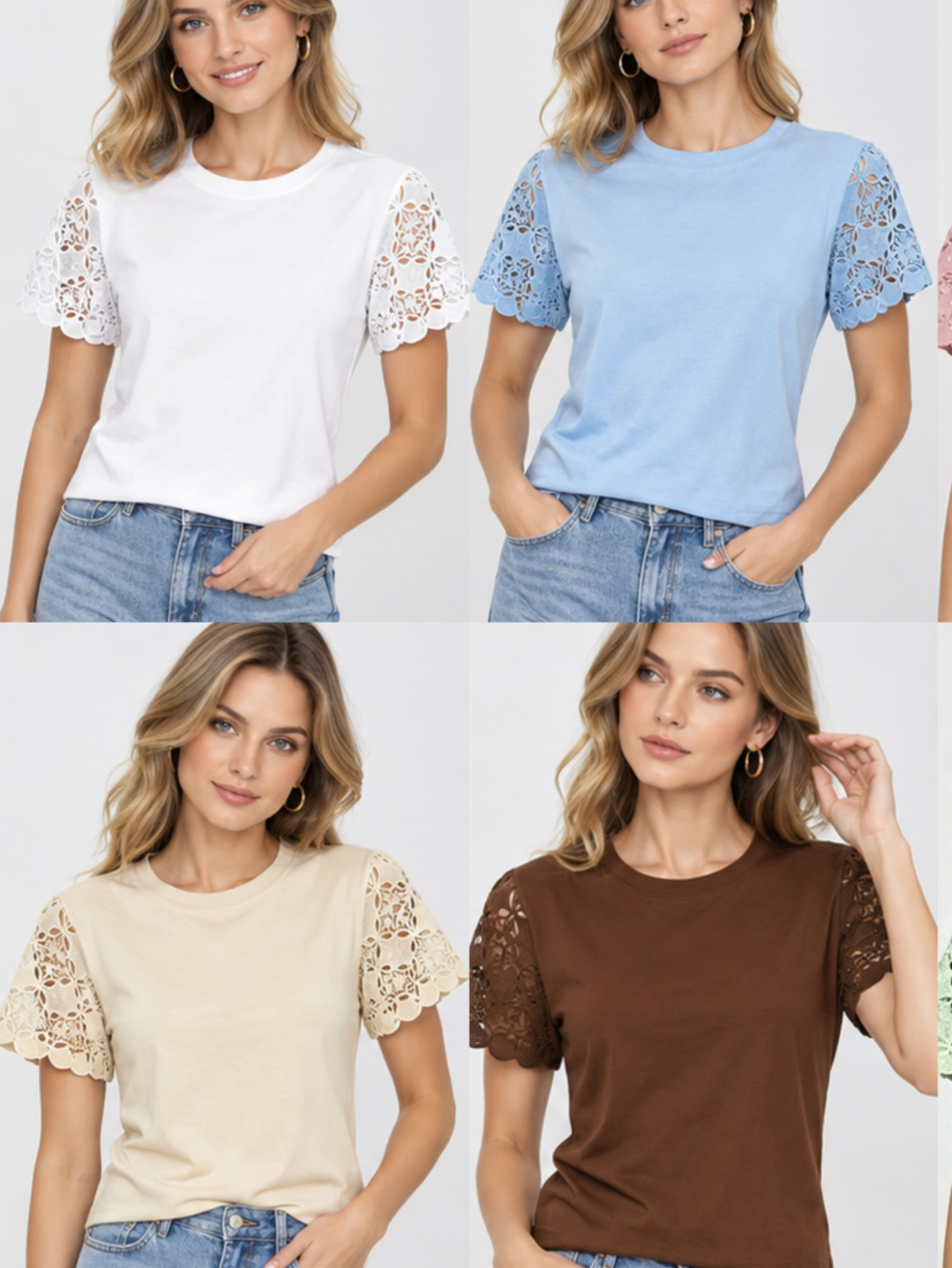 T shirts algudao manga renda macio novo linda