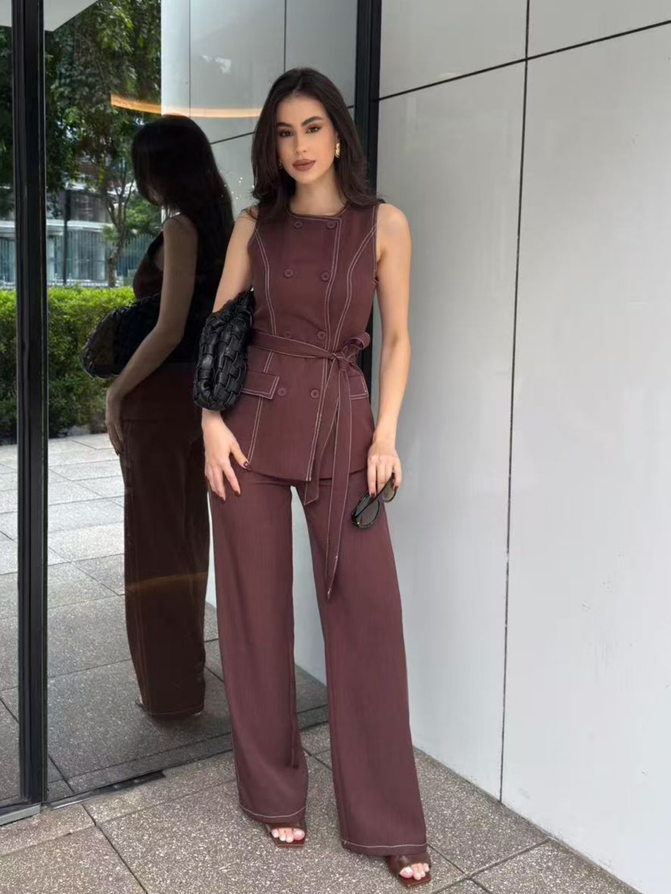 Conjunto social linho de MAX colete pantalona linda