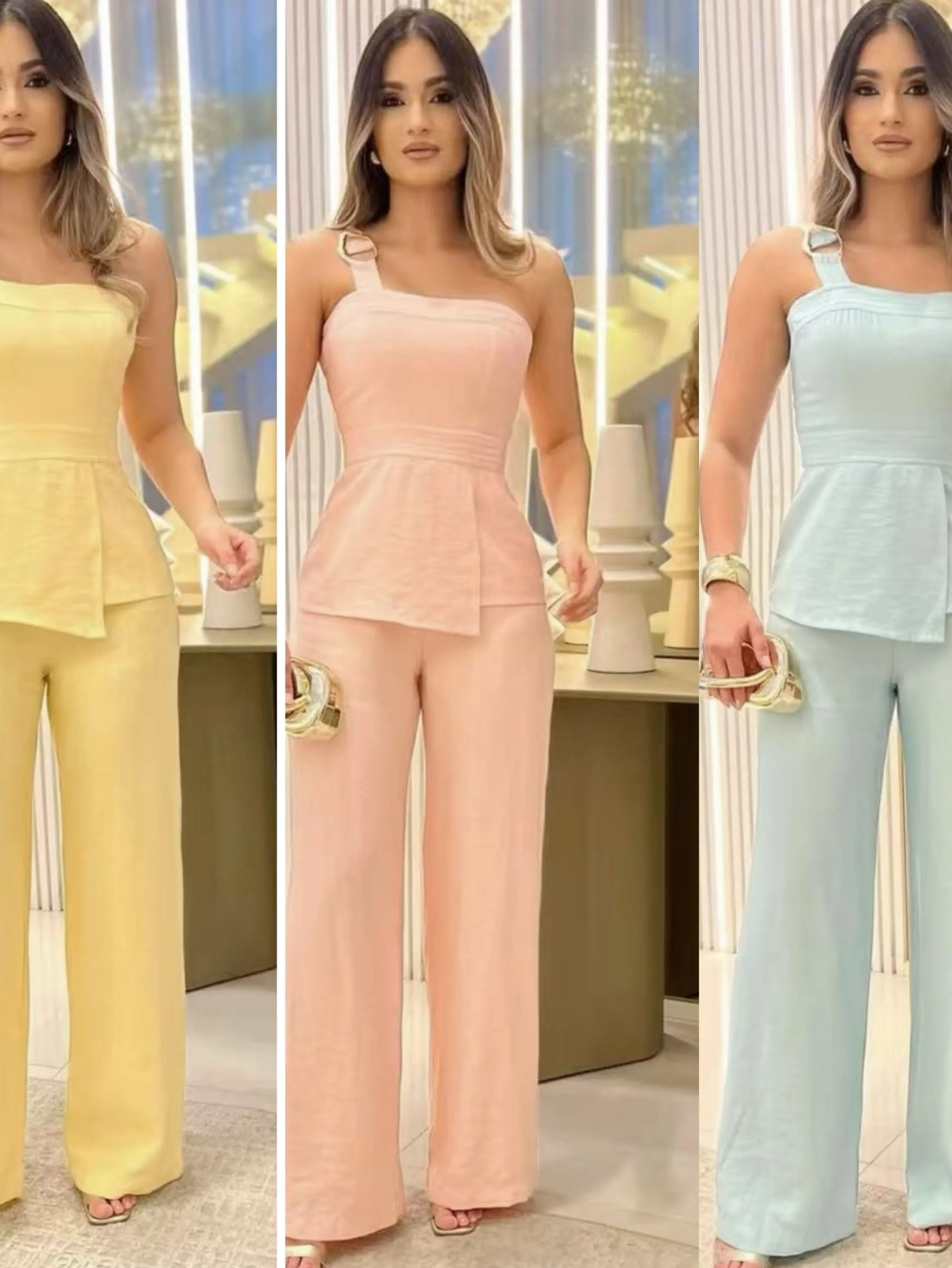 Conjunto linho novo social novidade linda